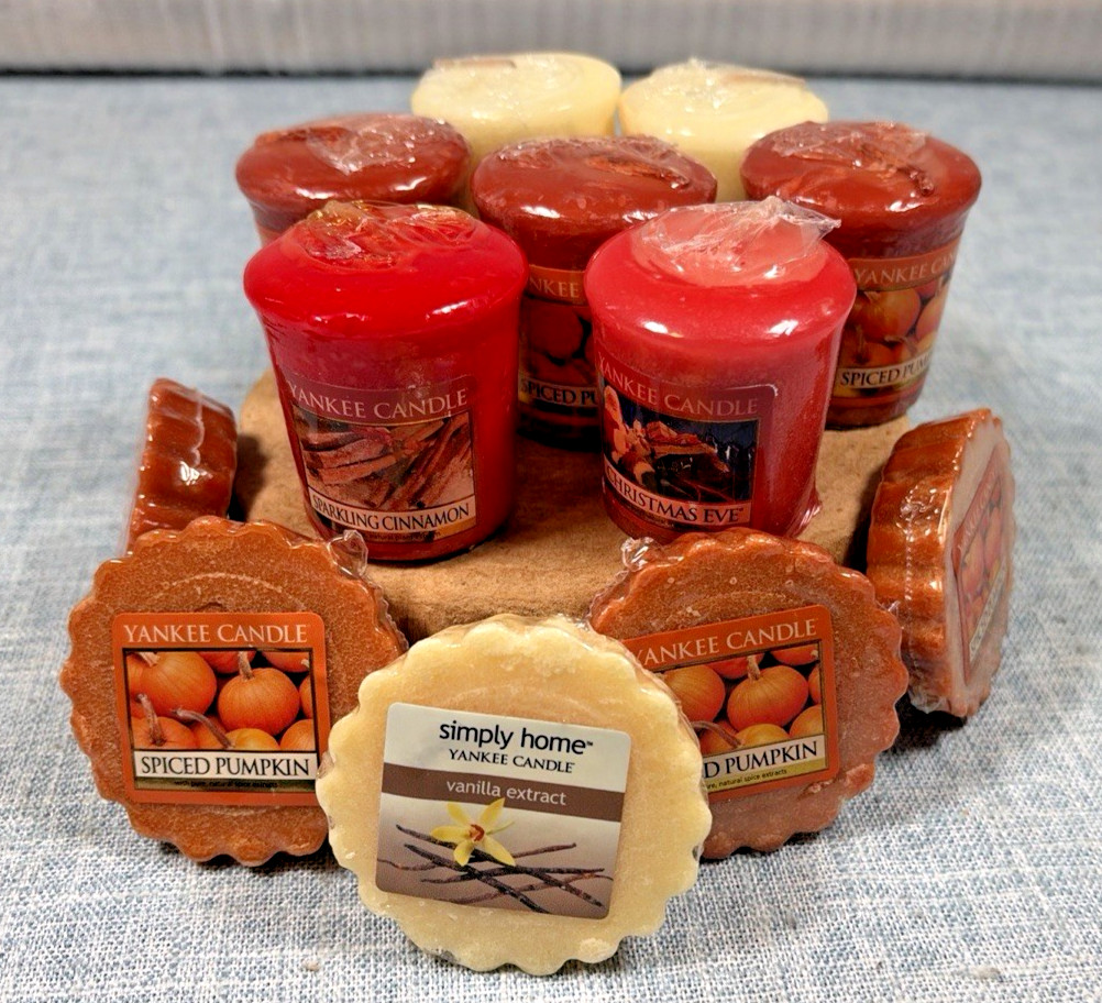 12 Yankee Candle Assortment of Tart Wax Melts & Votive Candles Individual Sealed