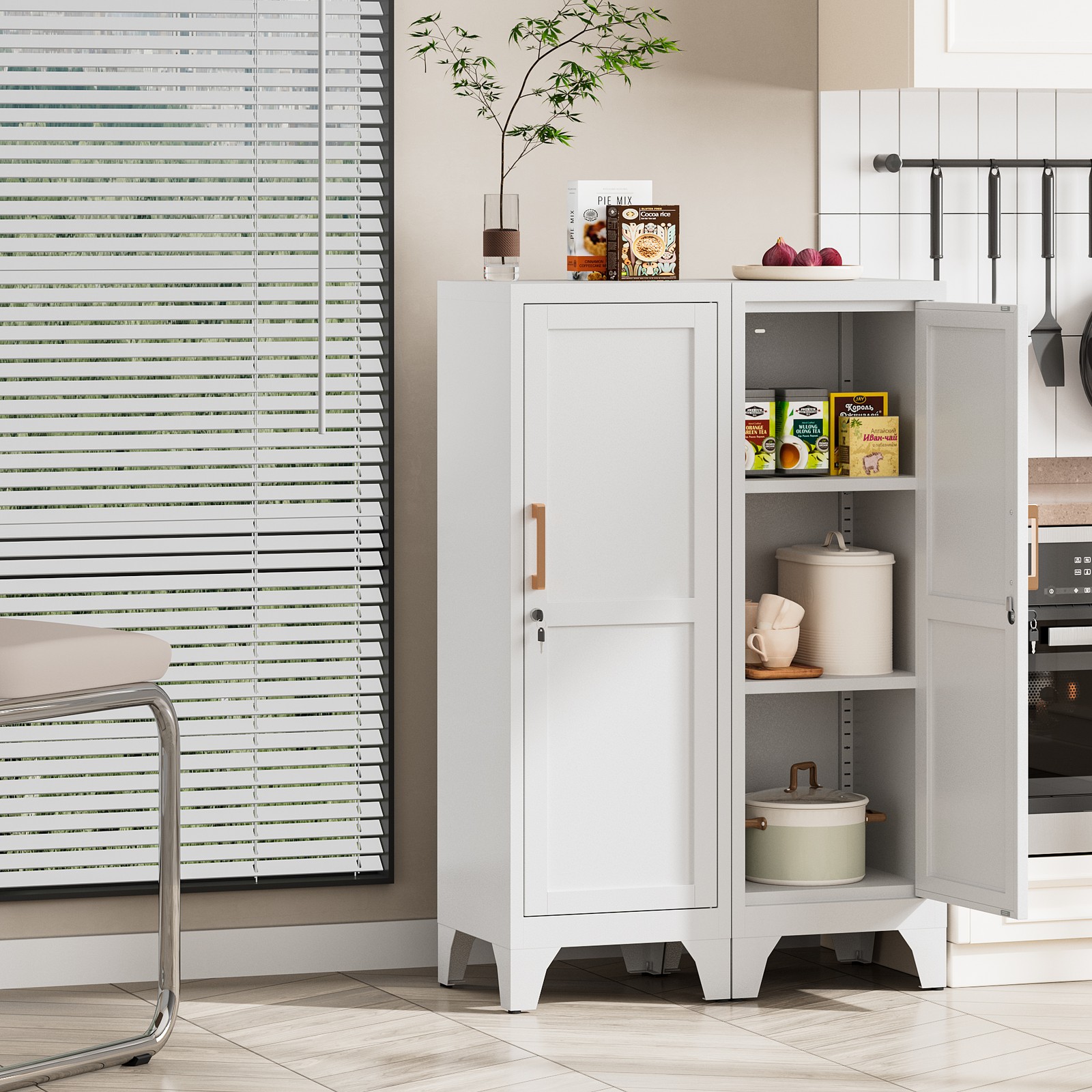 Kitchen Pantry Storage Cabinet, Lockable Bathroom Storage Cabinet With Shelves