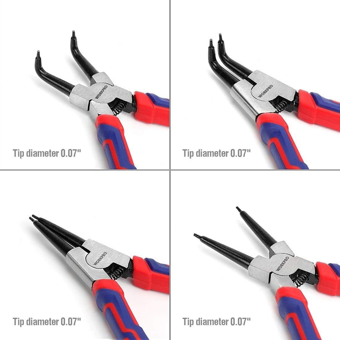 Compact 4-Piece Snap Ring Pliers with Ergonomic Handles and Quick Storage Pouch