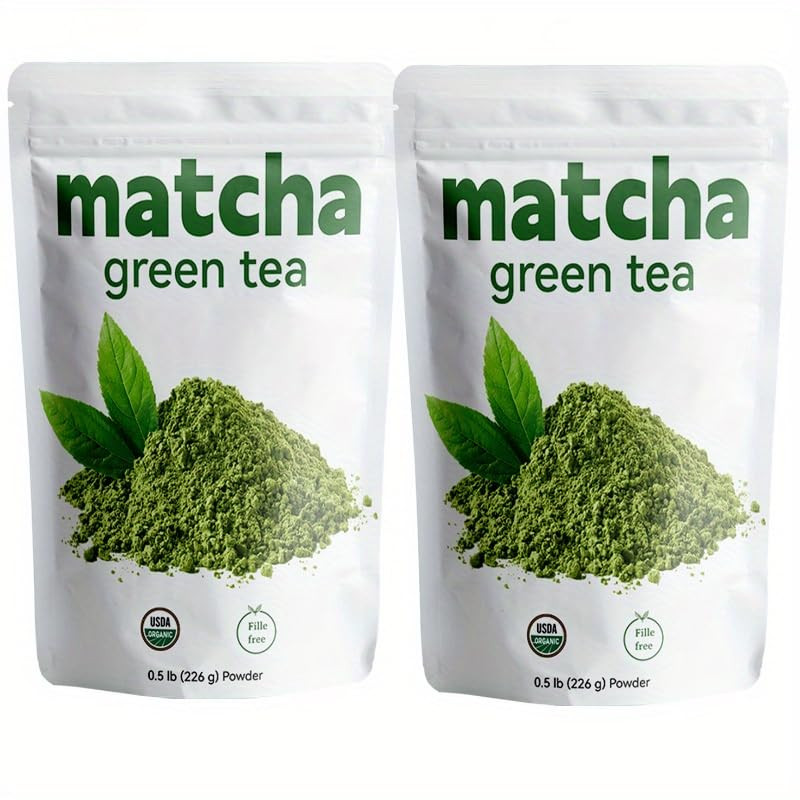 (0.5Lbs/2Pack) Premium Culinary Grade, Usda-Certified Organic Matcha, 100% Pure