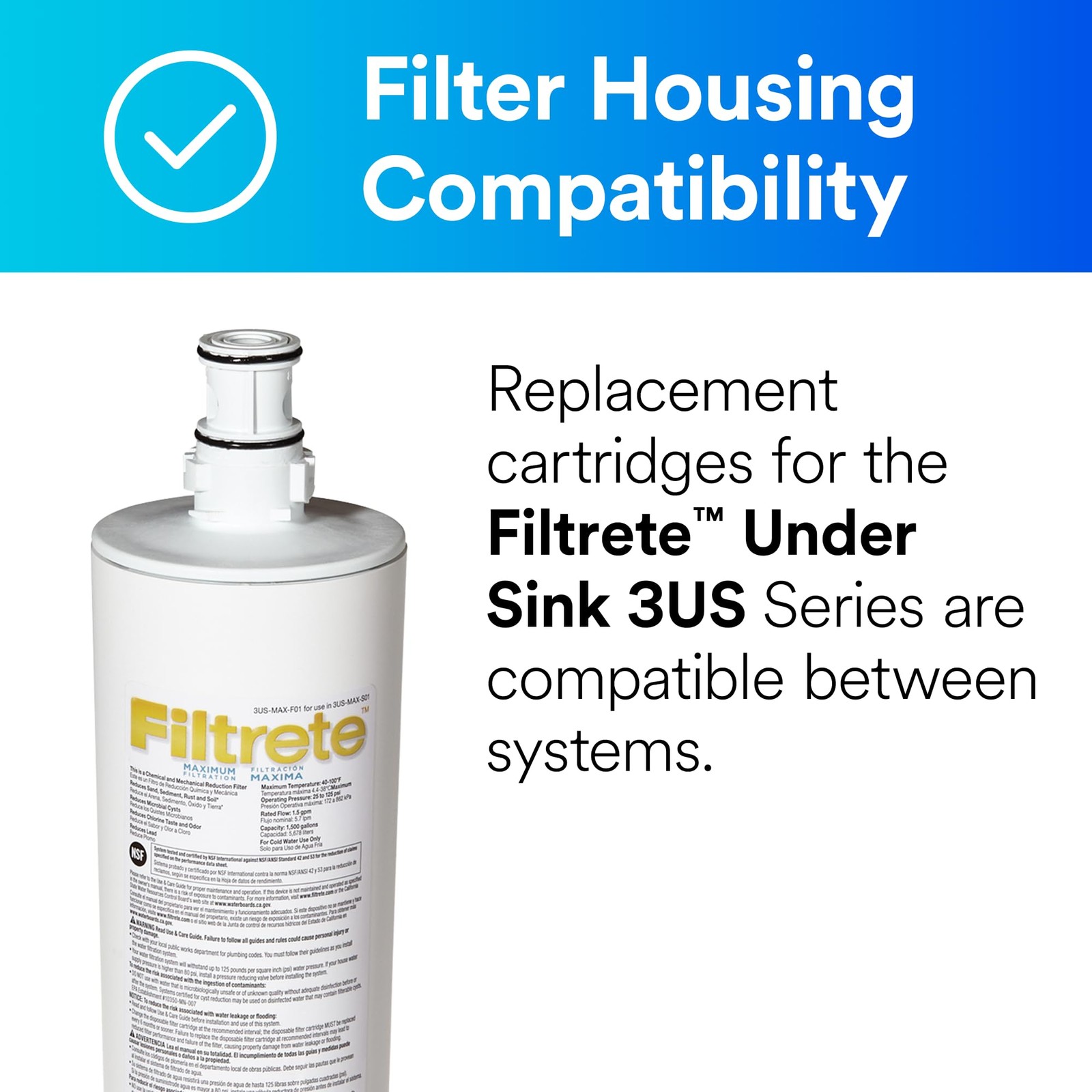 Maximum Under Sink Quick Change Water Filtration Filter 3US-MAX-F01, for use …
