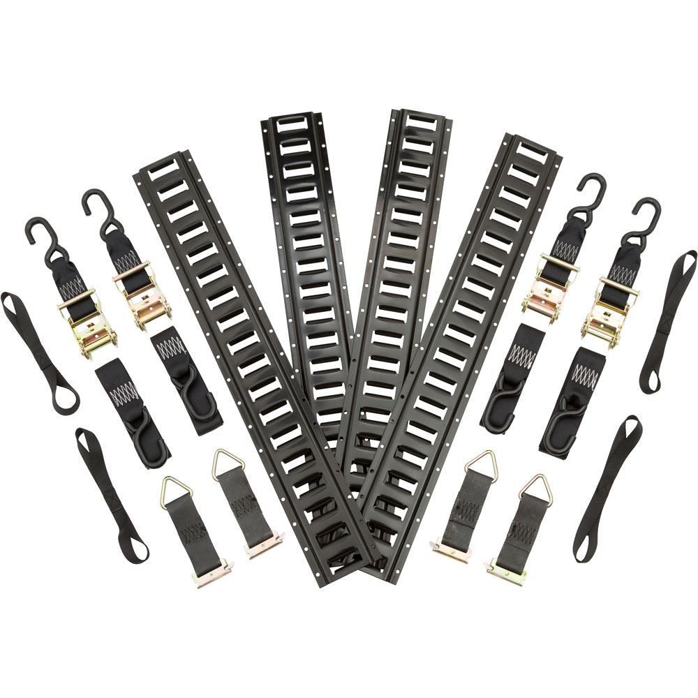 16-Piece E-Track Strap Tie-Down Kit System for Motorcycles
