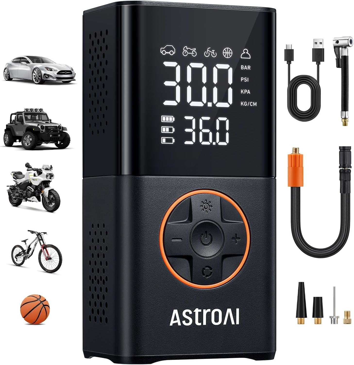 L7 Tire Inflator Portable Air Compressor,150 PSI Cordless Mini Air Bike Auto Shu
