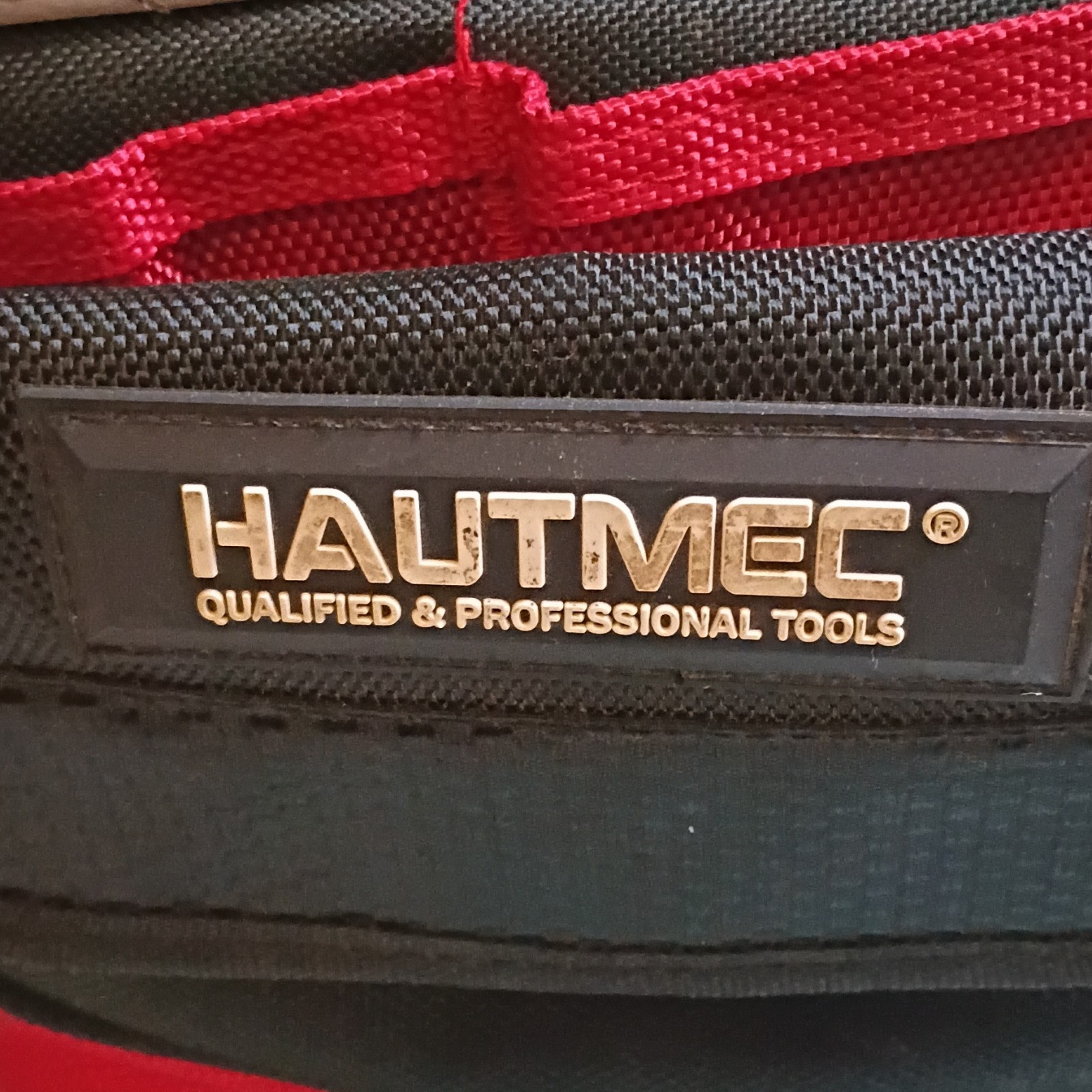HAUTMEC 1680D Black/Red Polyester Tool Bag w/ Adjustable Shoulder Strap, 2pc