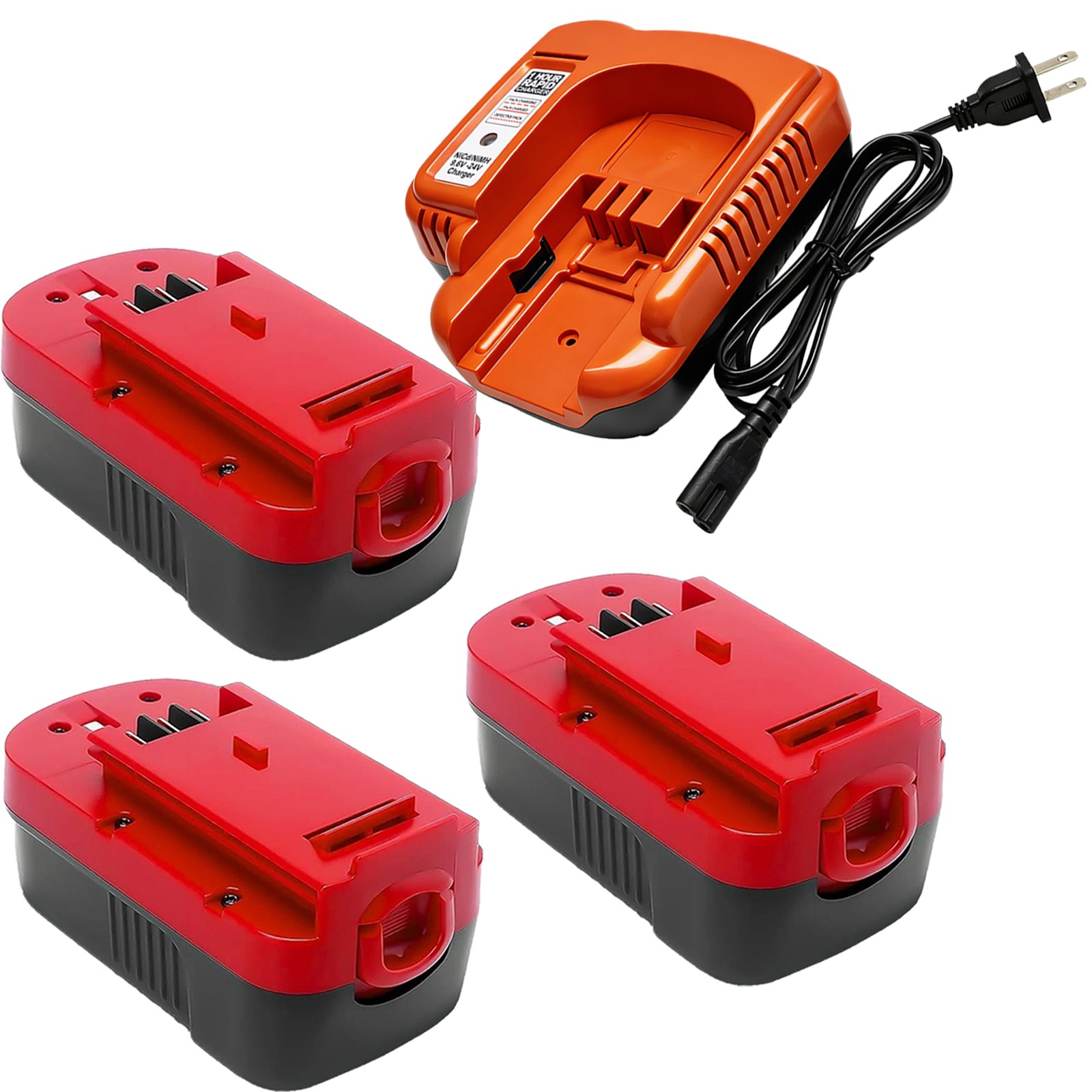 3-PACK 4.5Ah Battery+9.6V-24V Charger for Black &Decker HPB18 18 Volt HPB18-OPE