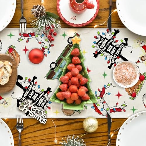 Christmas Vacation Table Runner Funny Christmas Table Cover 72″L x 13″W