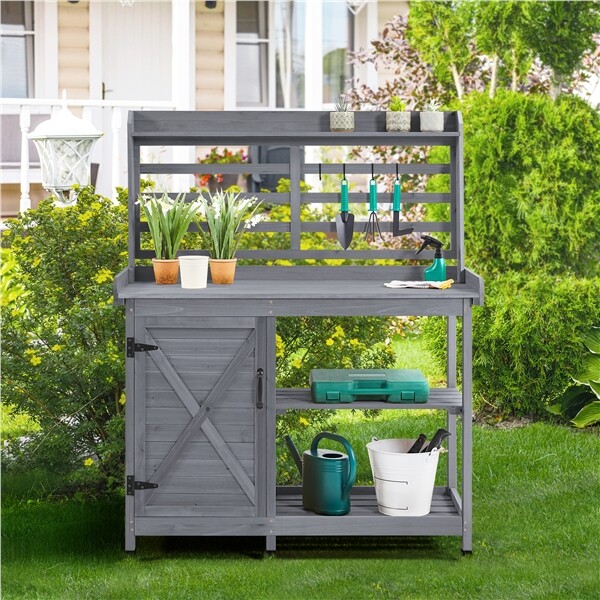 Outdoor Garden Potting Bench Table Garden Workstation Garden Work Bench