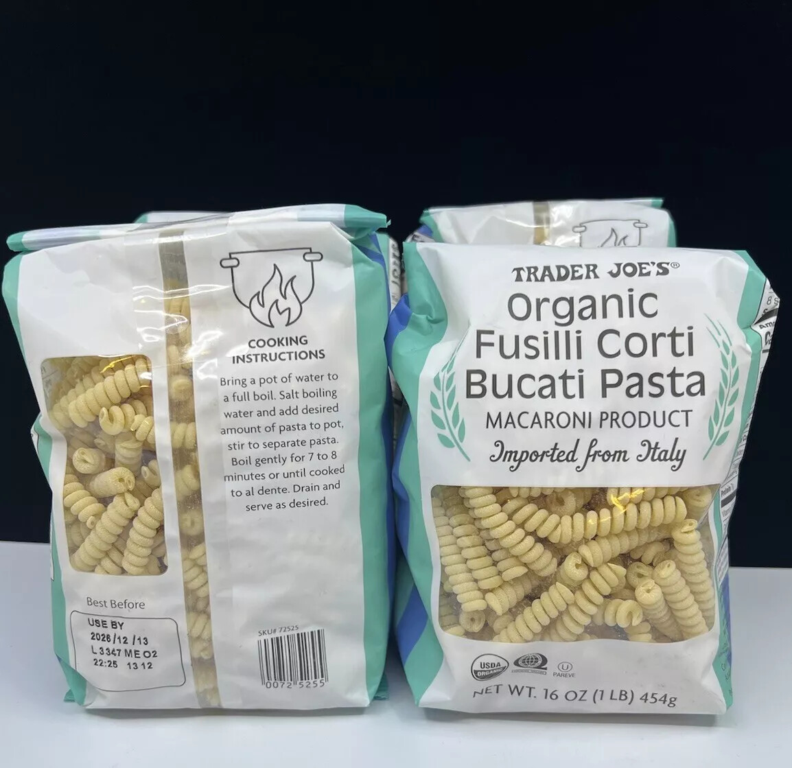 Trader Joes Organic Fusilli Corti Bucati Pasta IMPORTED FROM ITALY 16oz NEWFresh