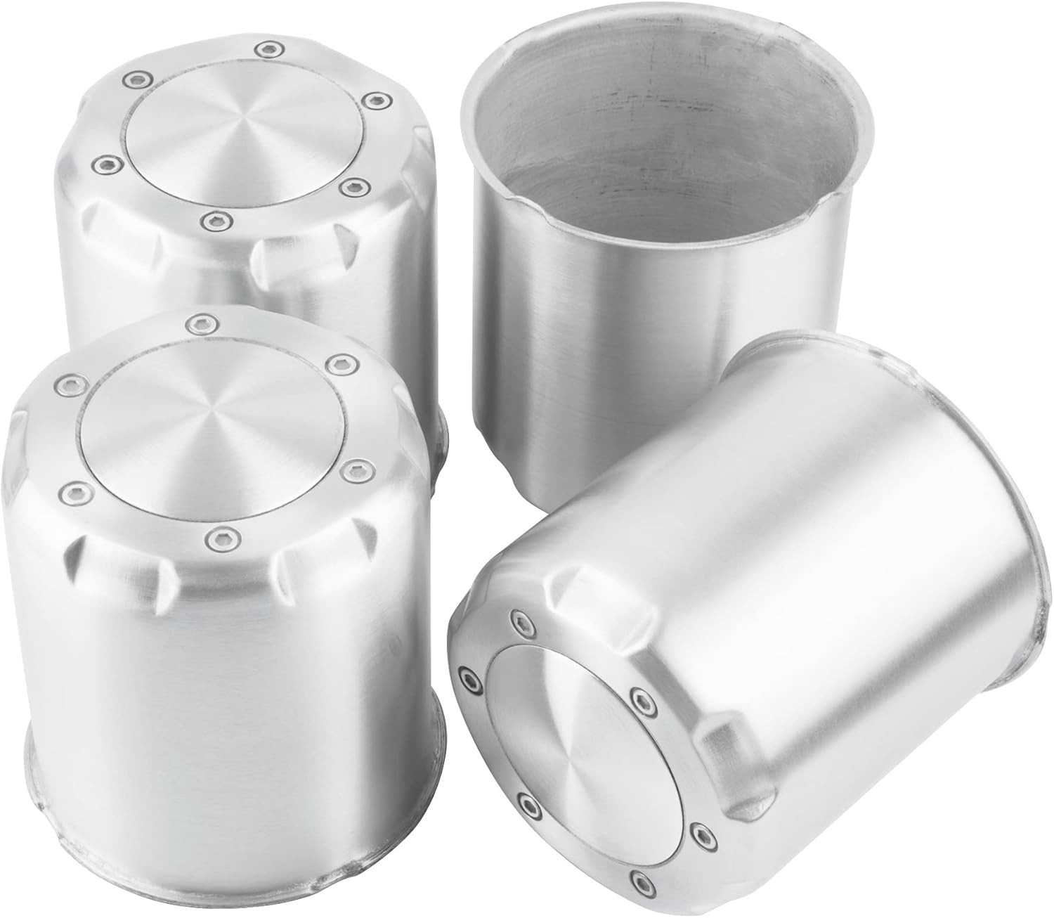 4Pcs 4.25inch Brushed Aluminum Trailer Wheel Center Cap Push Through 4.25″ Bo…