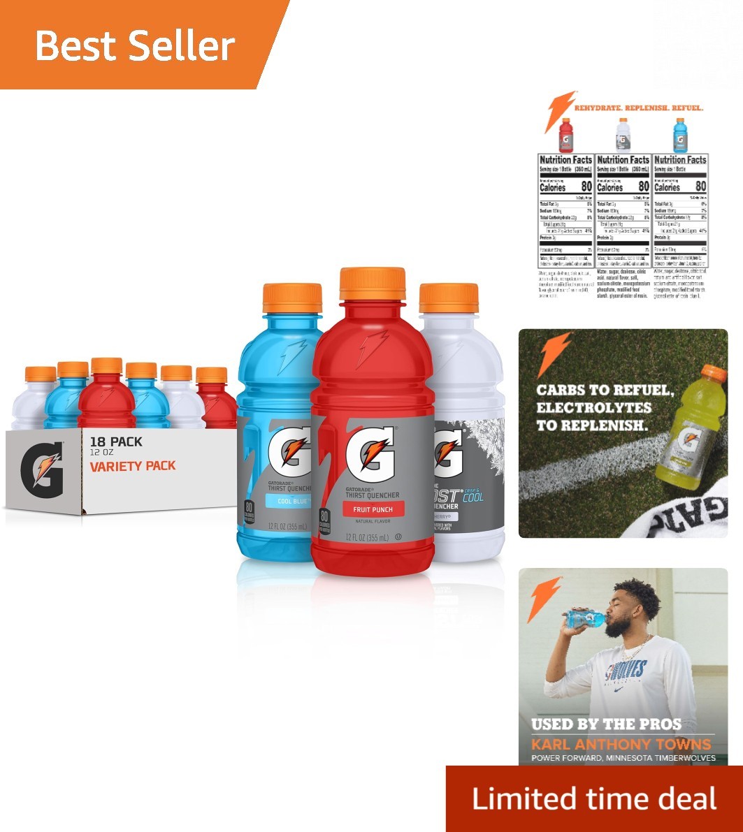 Variety Pack: Thirst Quencher Hydration – Fruit Punch, Glacier Cherry, Cool Blue