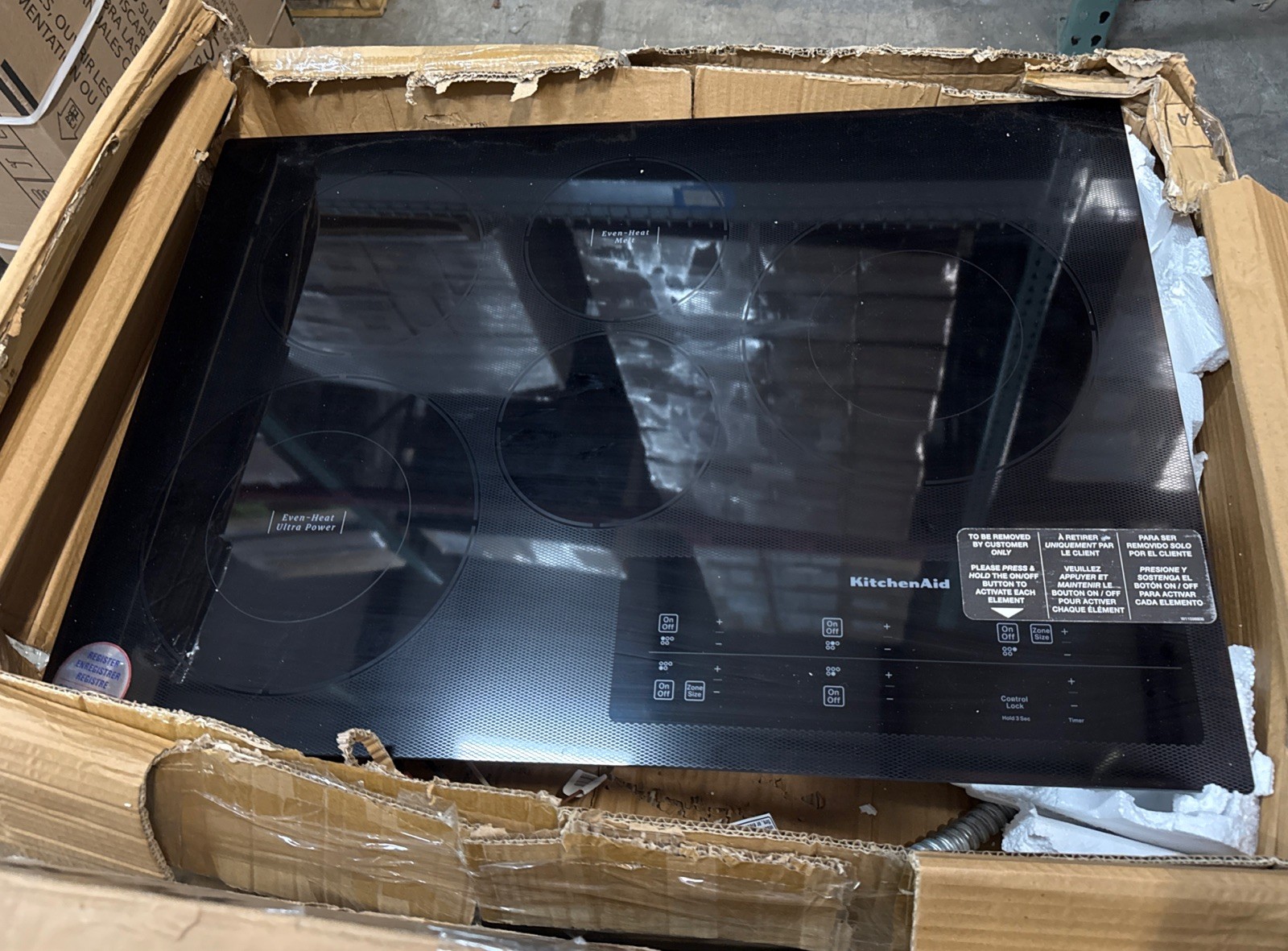 KitchenAid Electric Cooktop 30″ Black Smooth Top Built-In, 5 Burner KCES950KBL01