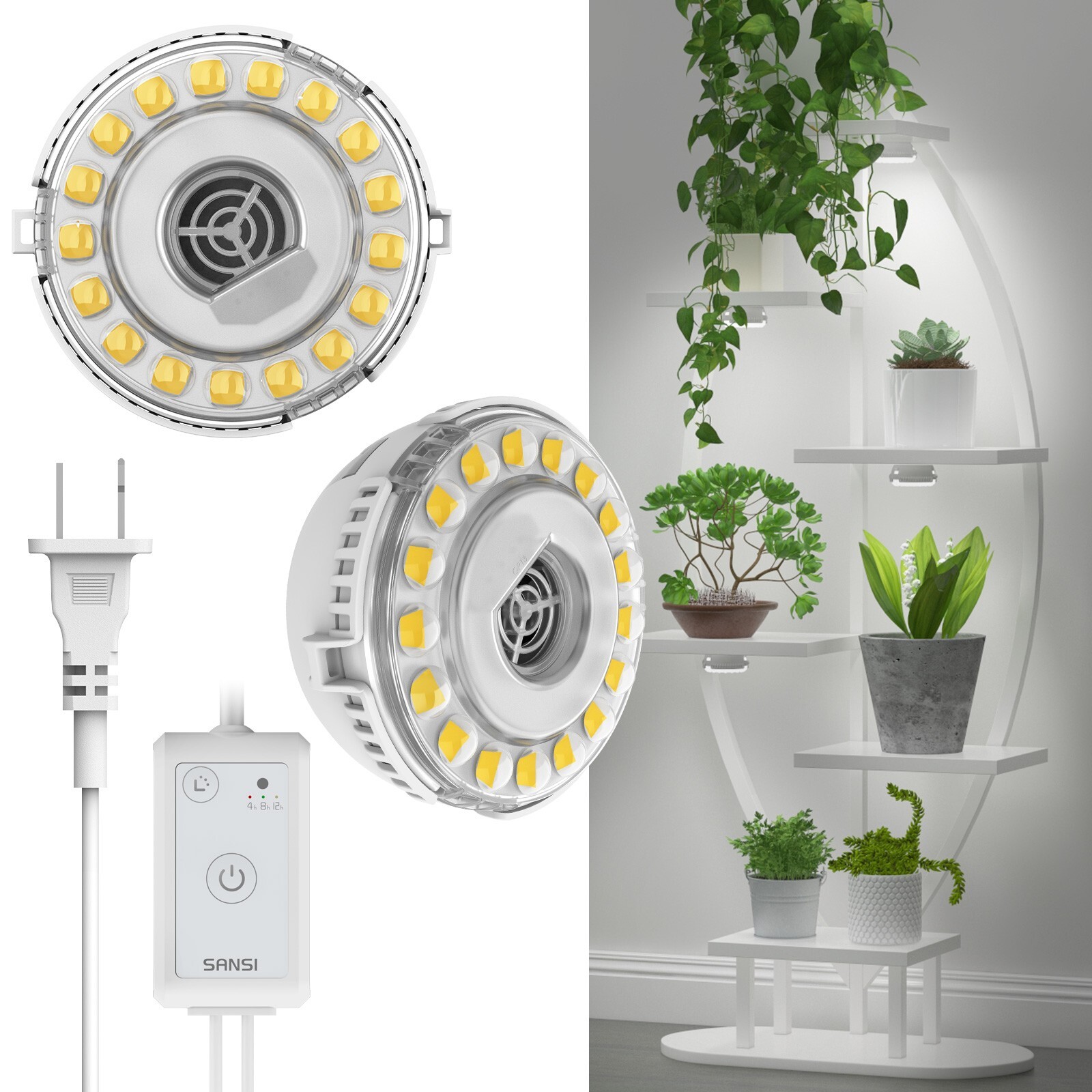 SANSI 150W Puck Grow Light LED Plant Light for Indoor Plants Full Spectrum Lamp