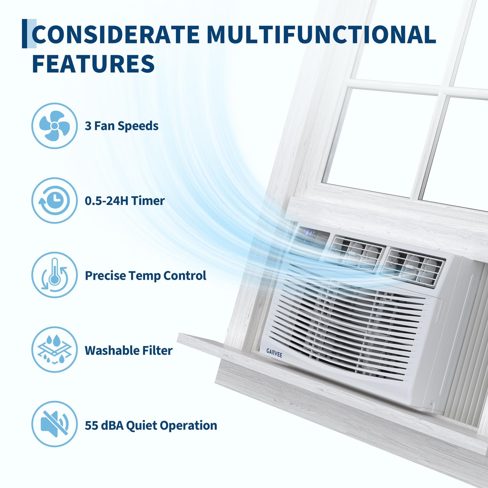 Window AC Unit 10000 BTU Remote Control 3 Cooling and Fan Speeds Air Conditioner