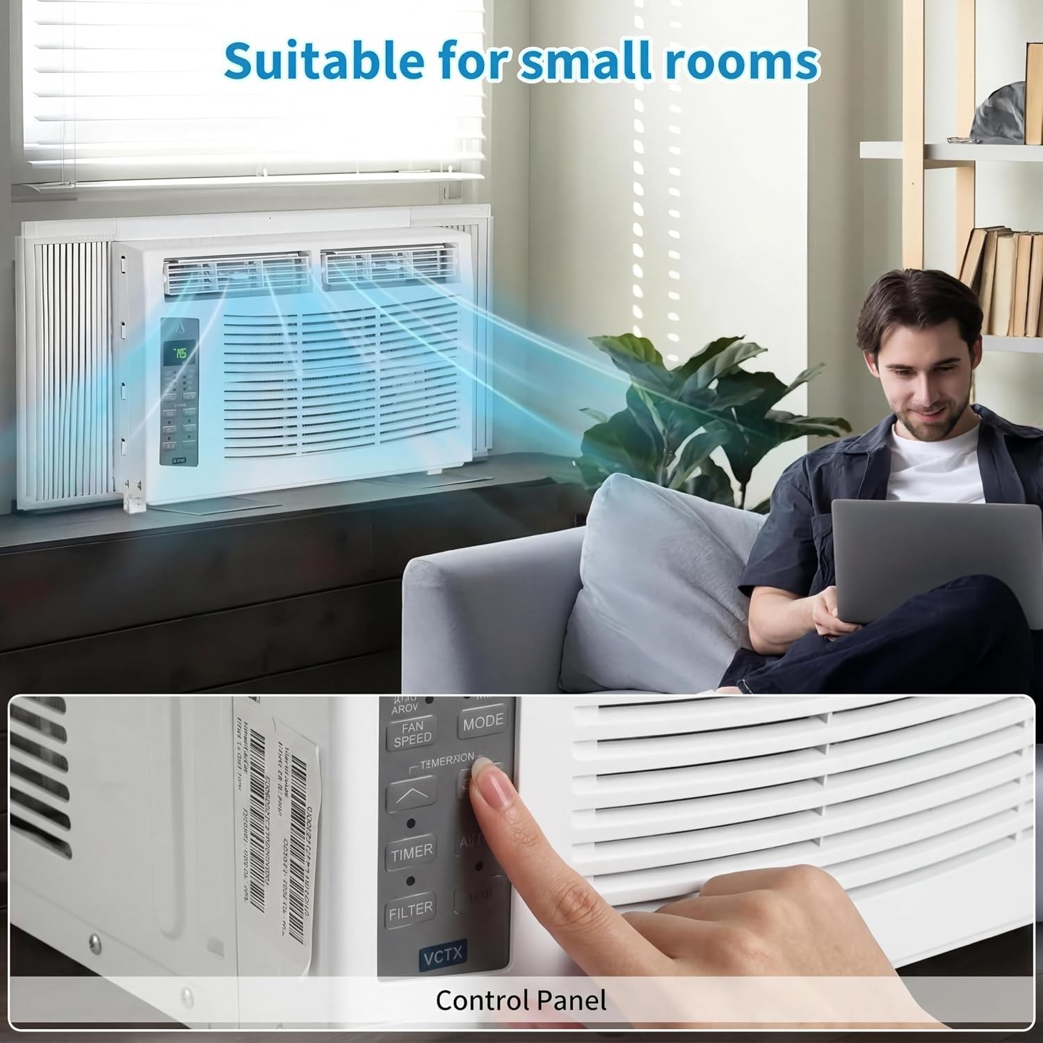 6000 BTU Window Air Conditioner Cools 250 Sq.Ft Window AC Unit with Remote 115V
