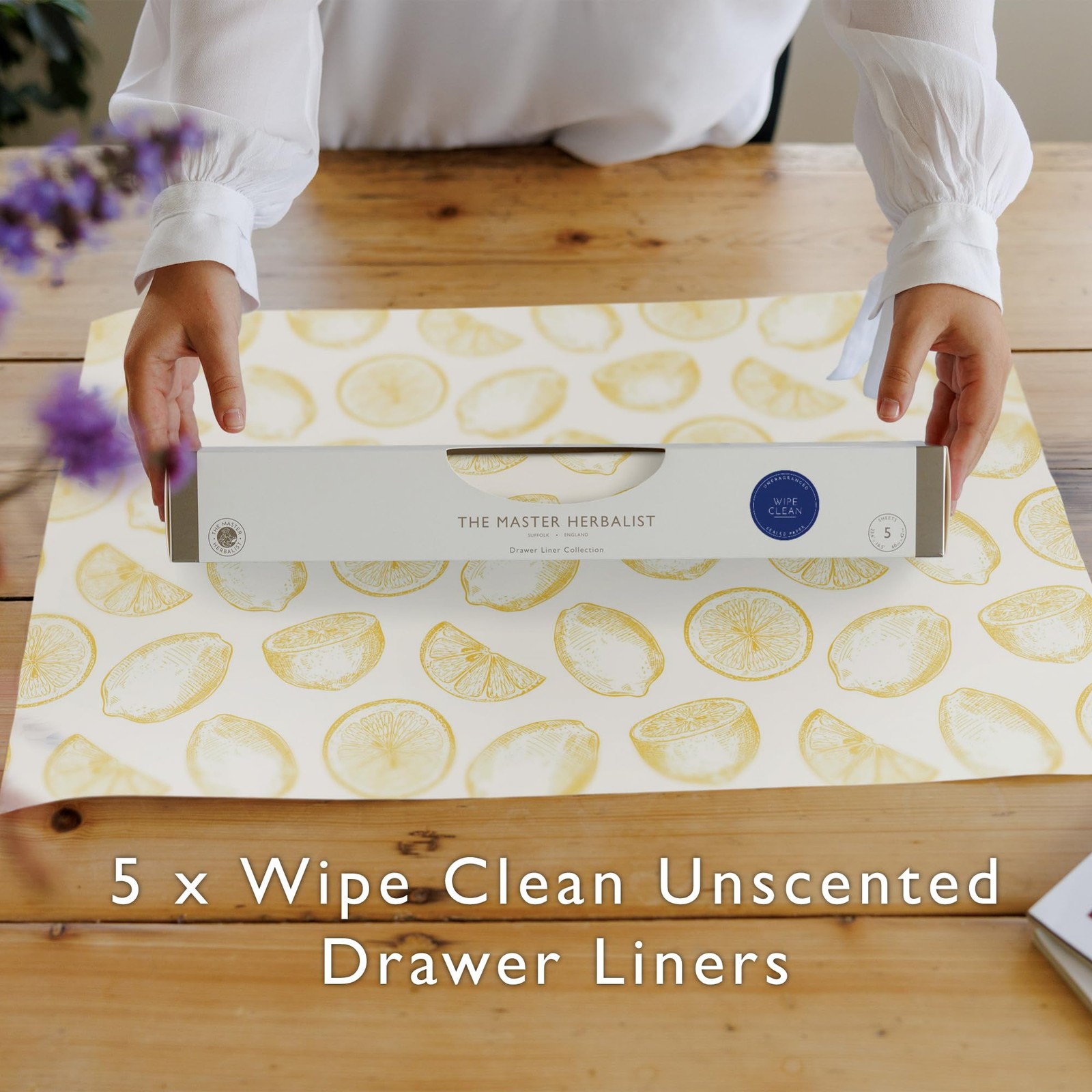 UNSCENTED & Wipe Clean Drawer Liners with a Yellow Lemons Design – Perfect fo…