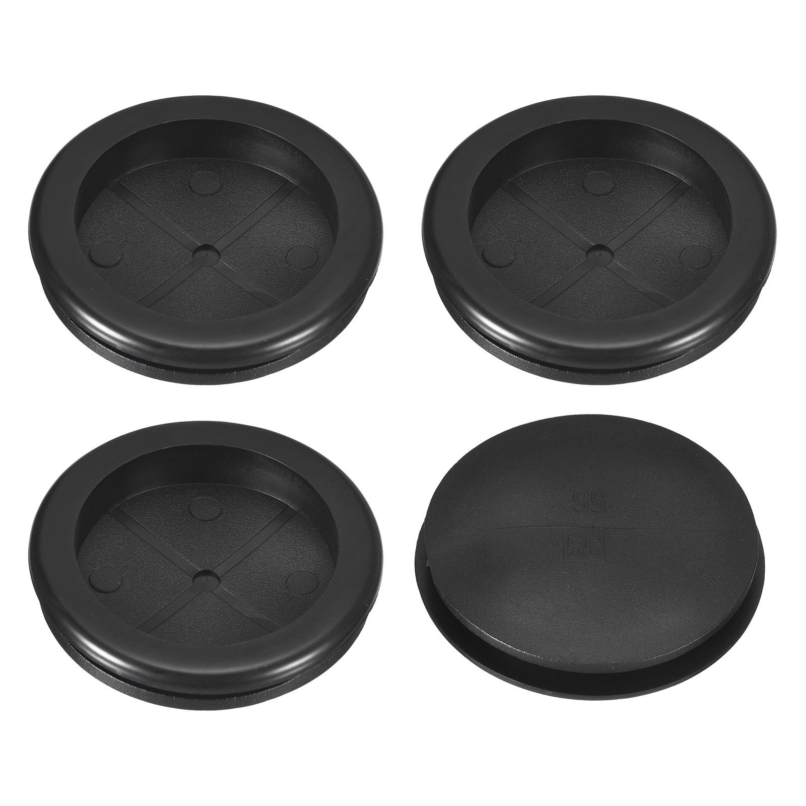 4Pcs Single Sided Rubber Grommets 2-1/8″ 55mm Drill Hole 2″ 48mm ID Black