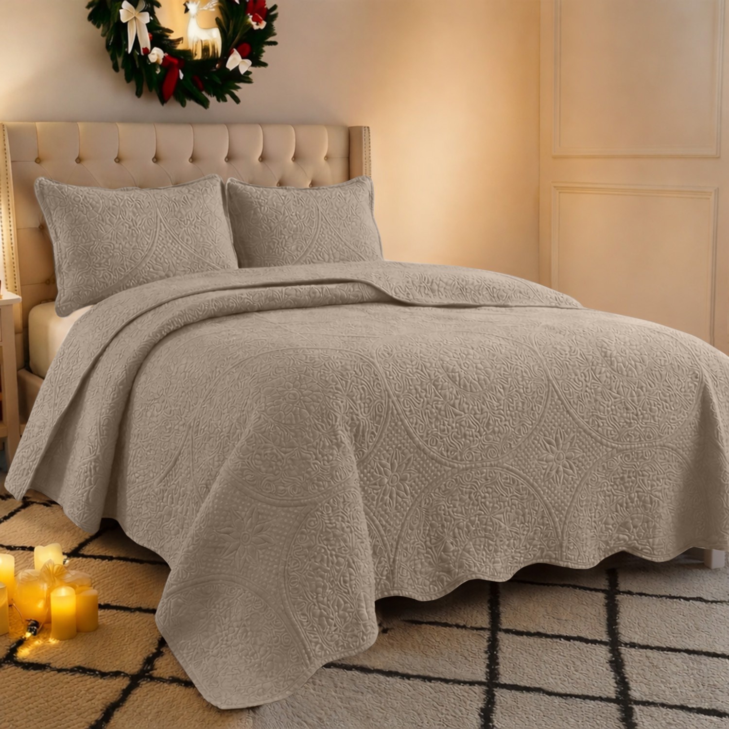Luxury Cooling Bedspread Quilt Set Lightweight Summer Coverlet Throw Queen King