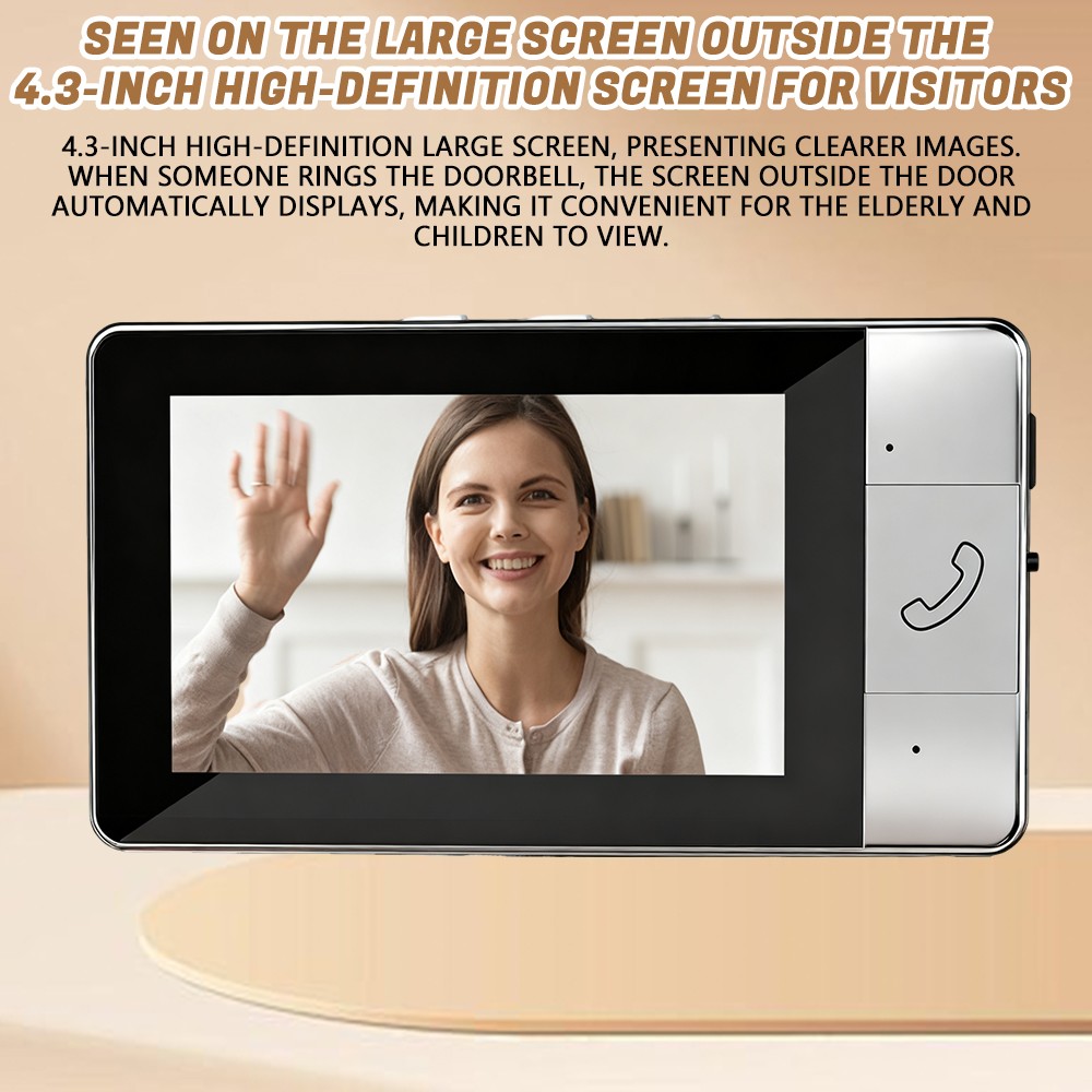4K 2.4GHz Wireless Smart Visual Intercom Video Doorbell Camera Monitor for Home