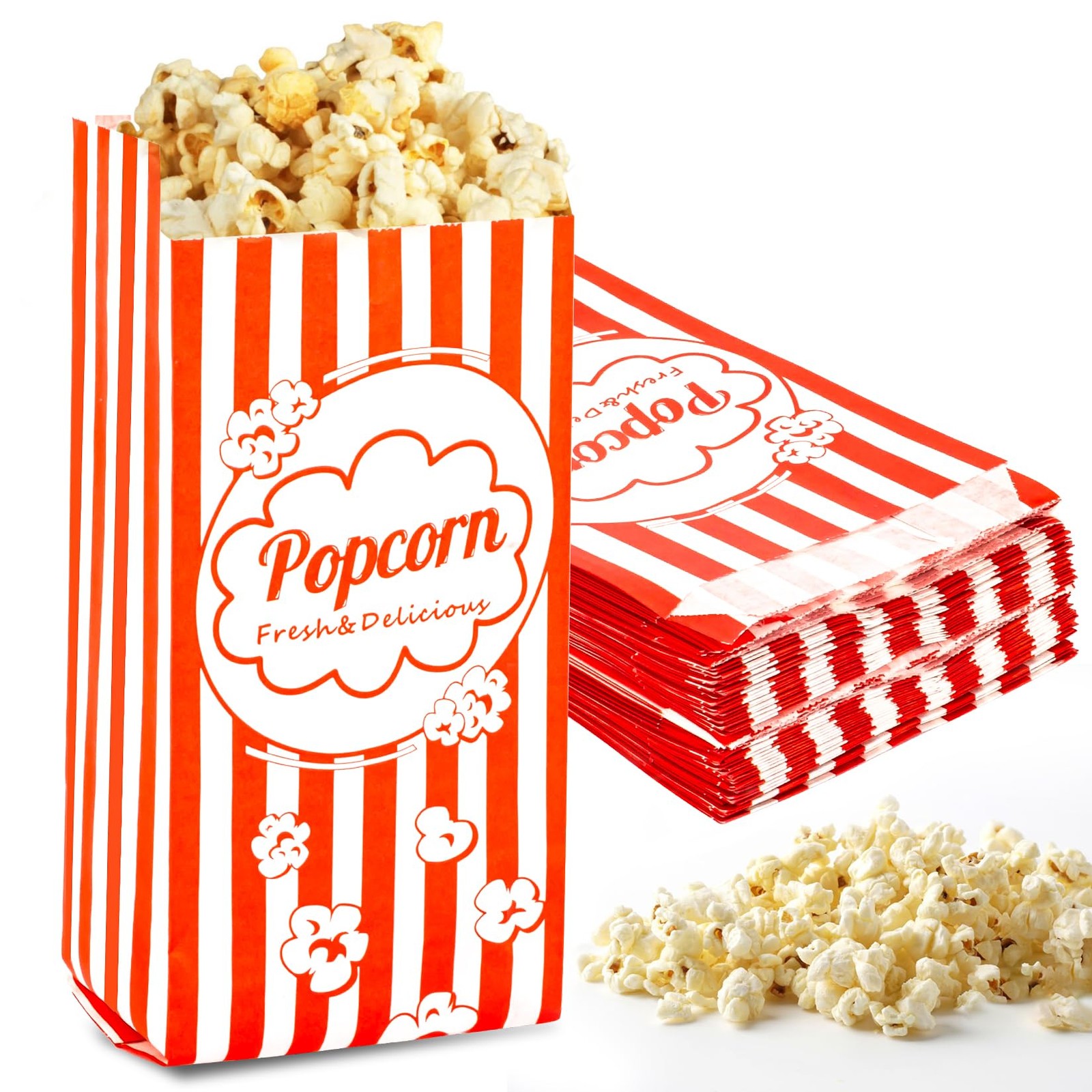100PCS Popcorn Bags Individual Servings – MAQIHAN Disposable Paper Popcorn…