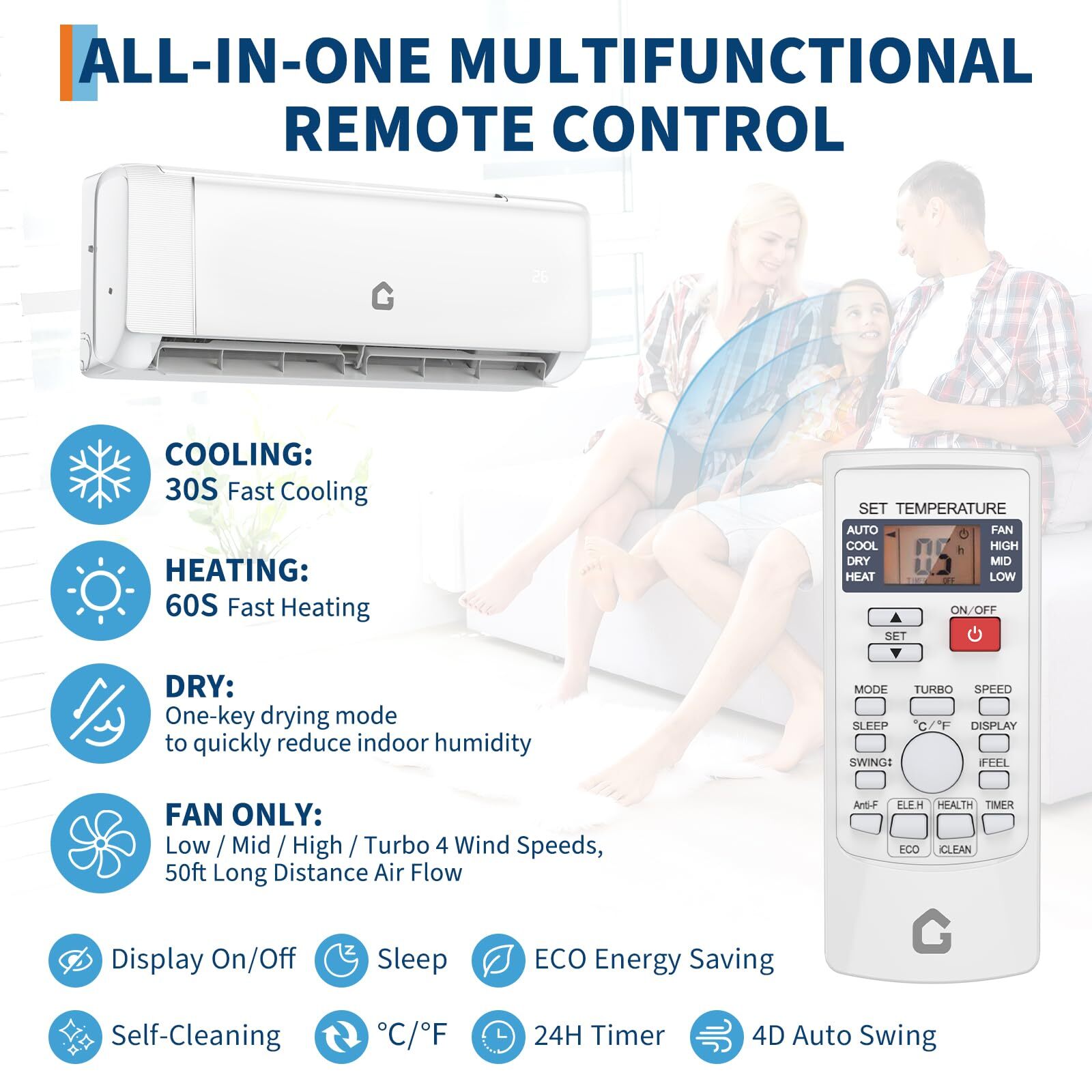 ✅12000BTU Mini Split Air Conditioner Ductless 21 SEER2 Ductless AC w/Heat Pump U
