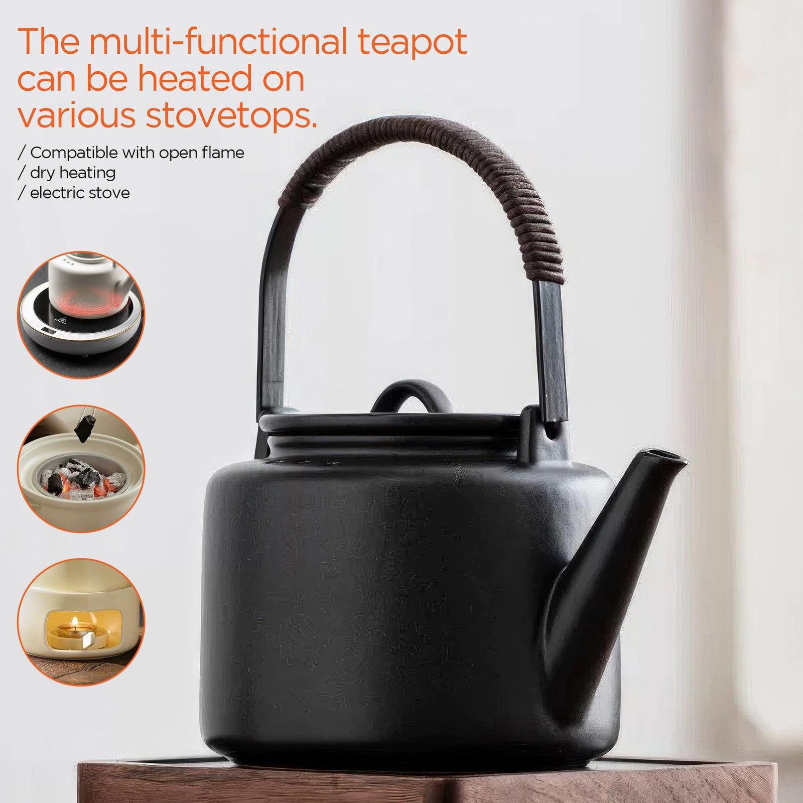 27oz Small Ceramic Teapot for 1-2 People, Dry , Heatproof Stovetop Safe Tea K…