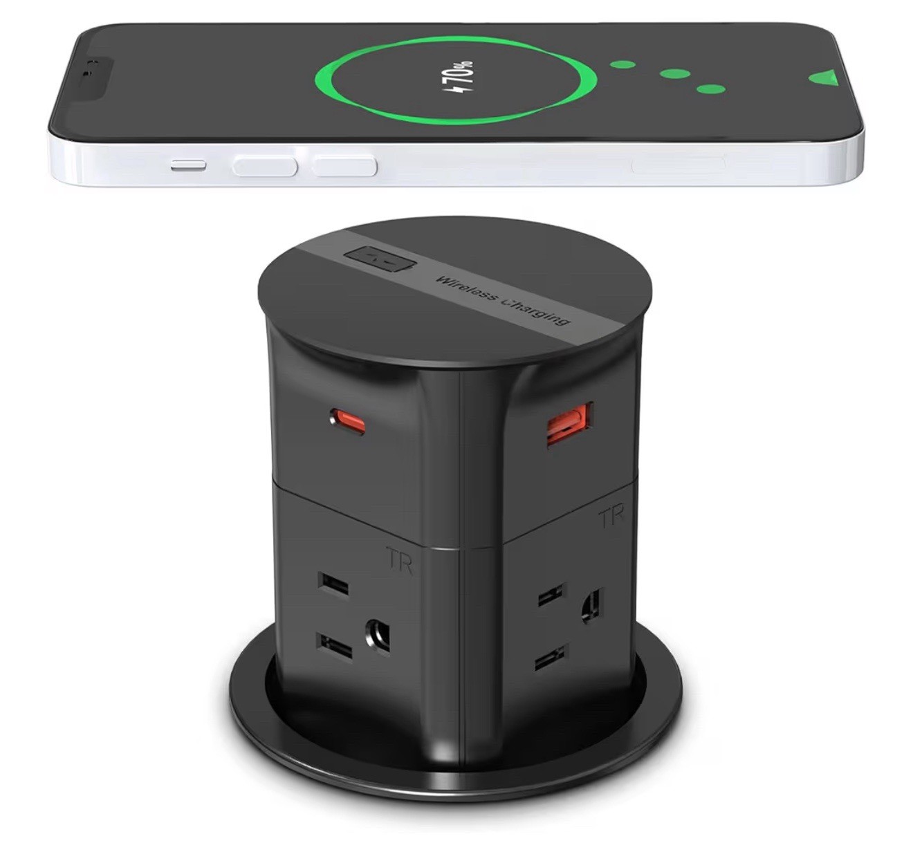 ANNQUAN 3.15″ Pop Up Outlet with 15W Wireless Charger,Max 20W Power Delivery