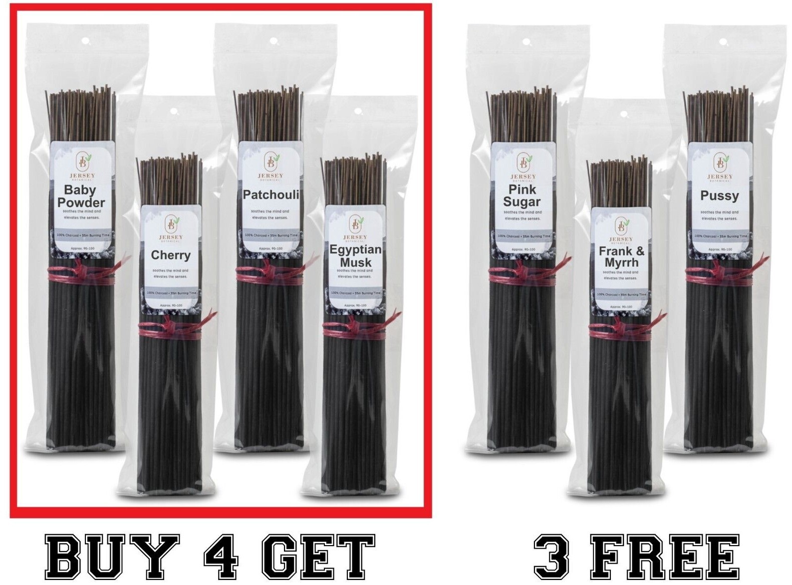 100 Incense Sticks 9” Strongly Fragranced, Hand Dipped 100% Natural Charcoal