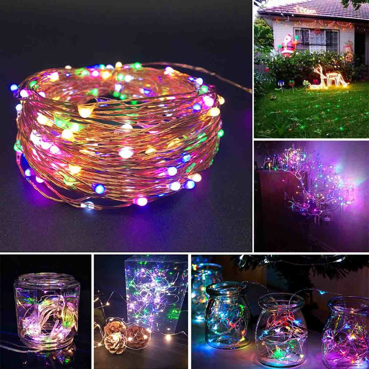 Solar Powered LED String Light Garden Path Yard Decor Lamp Outdoor Waterproof