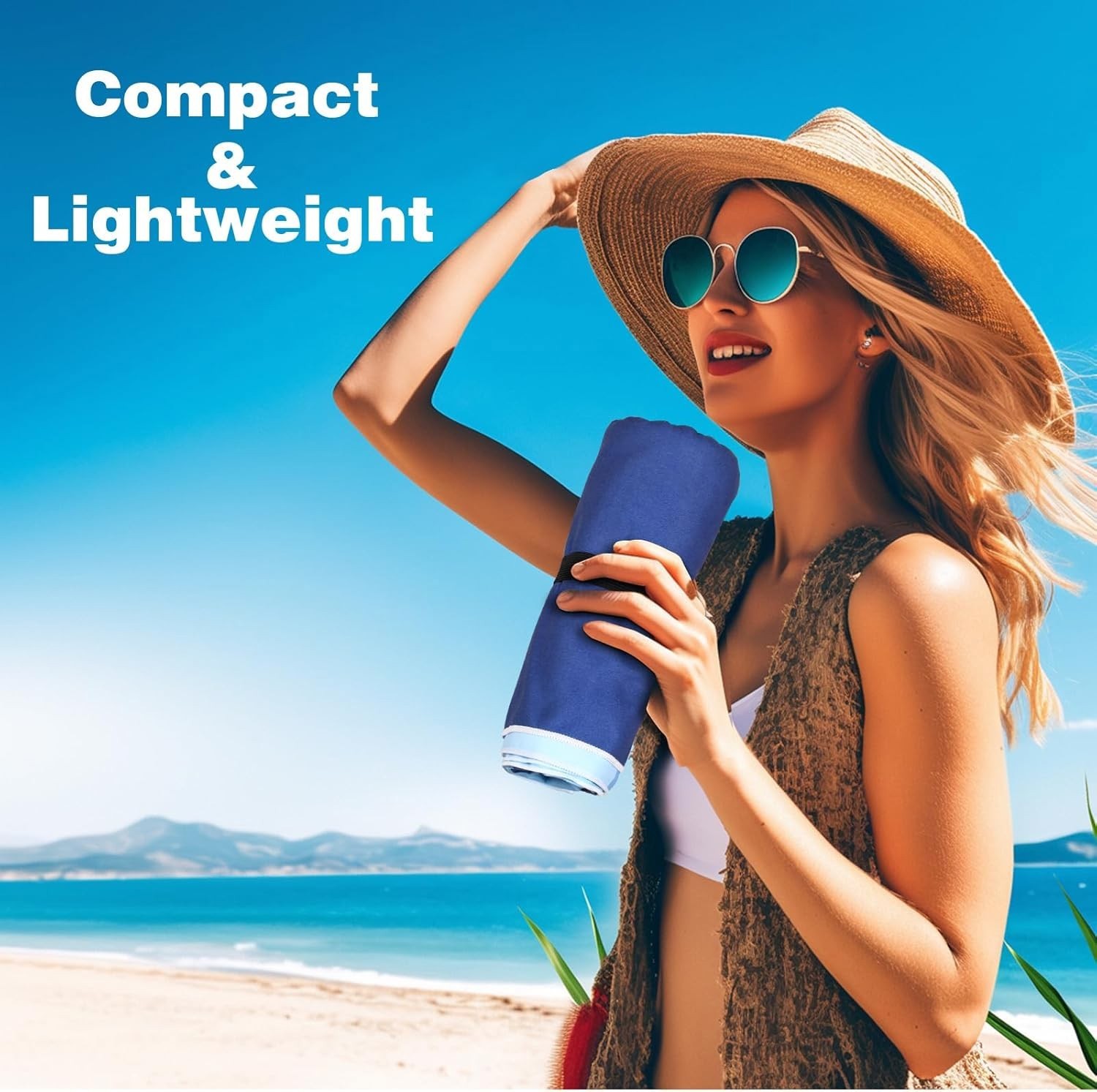 Large Beach Towel 71″ x 39″ Oversized Lightweight Compact Quick Dry Sand Towel