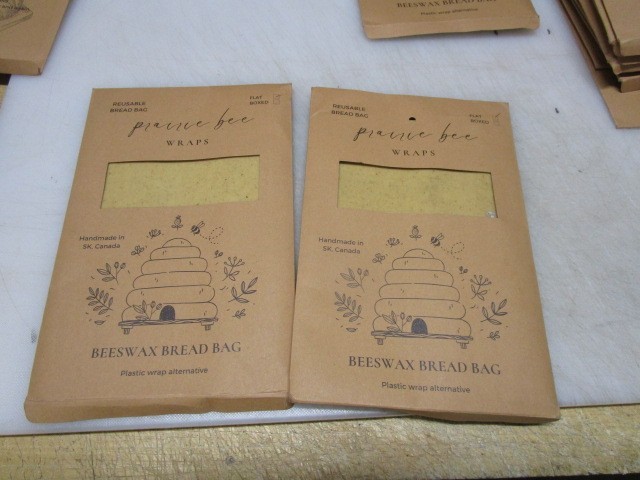 2 PACK Beeswax FLAT Wraps Food Bread Bag 15X12 INCHES PRAIRIE BEE CANADA