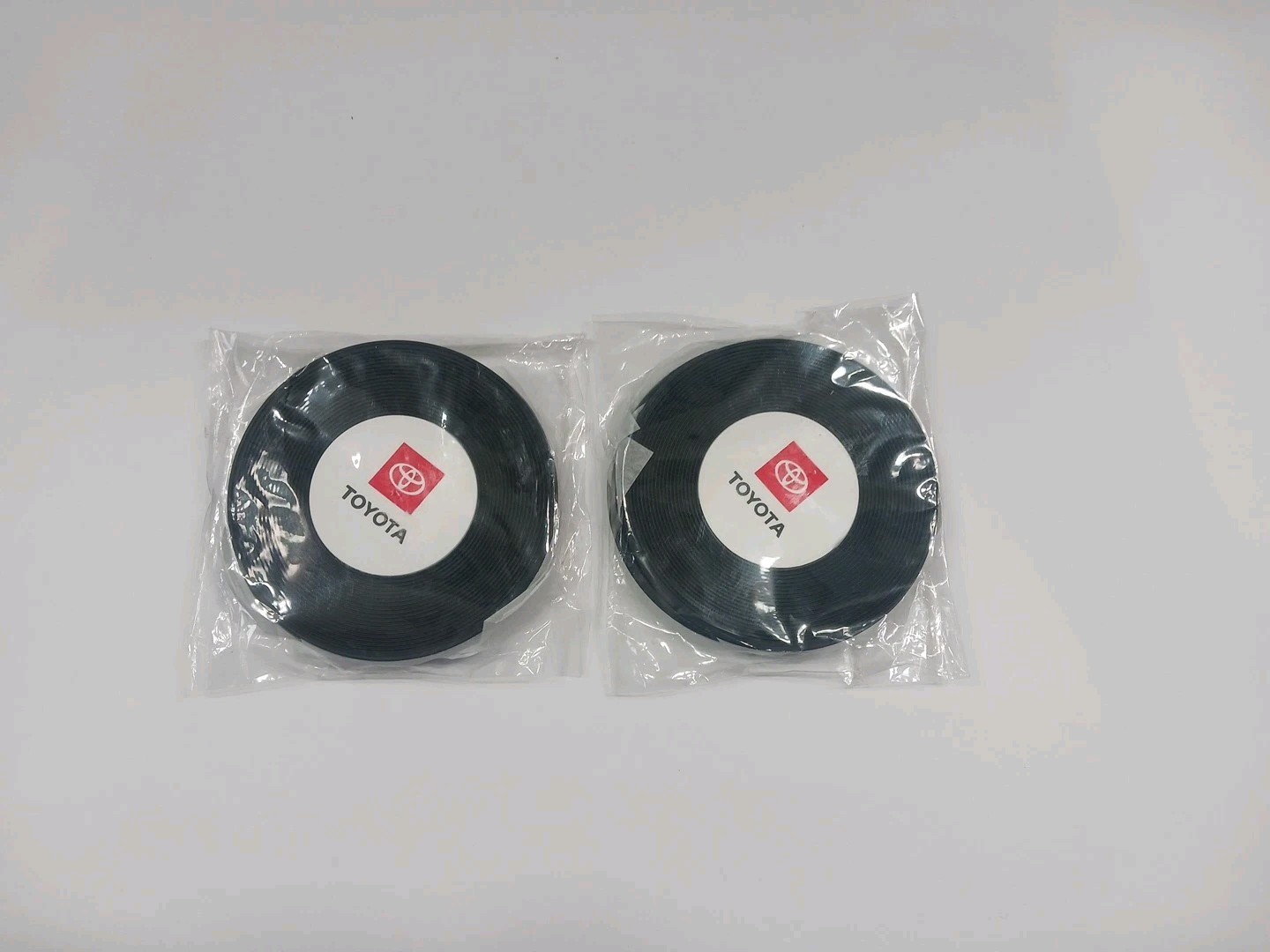 TOYOTA LOGO BLACK WHITE DESIGN CUSTOM RUBBER COASTERS SET OF (6) FOR BAR TOP