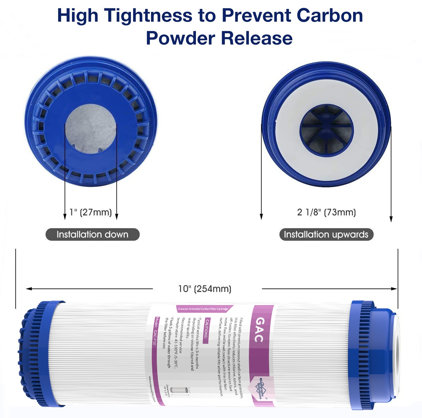 2-10 Pack 10″x2.5″ Granular Activated Carbon Water Filter GAC Replacement RO