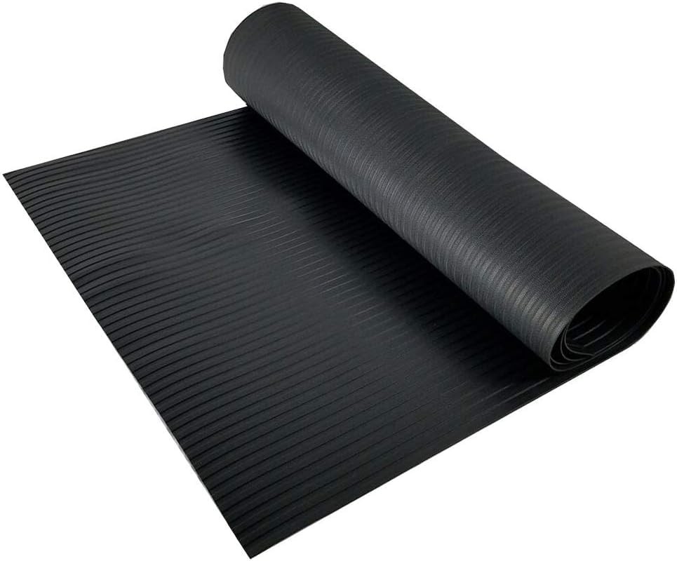 Black Plastic Floor Runner – Embossed Wide Rib Waterproof Vinyl, Heavy Duty P…