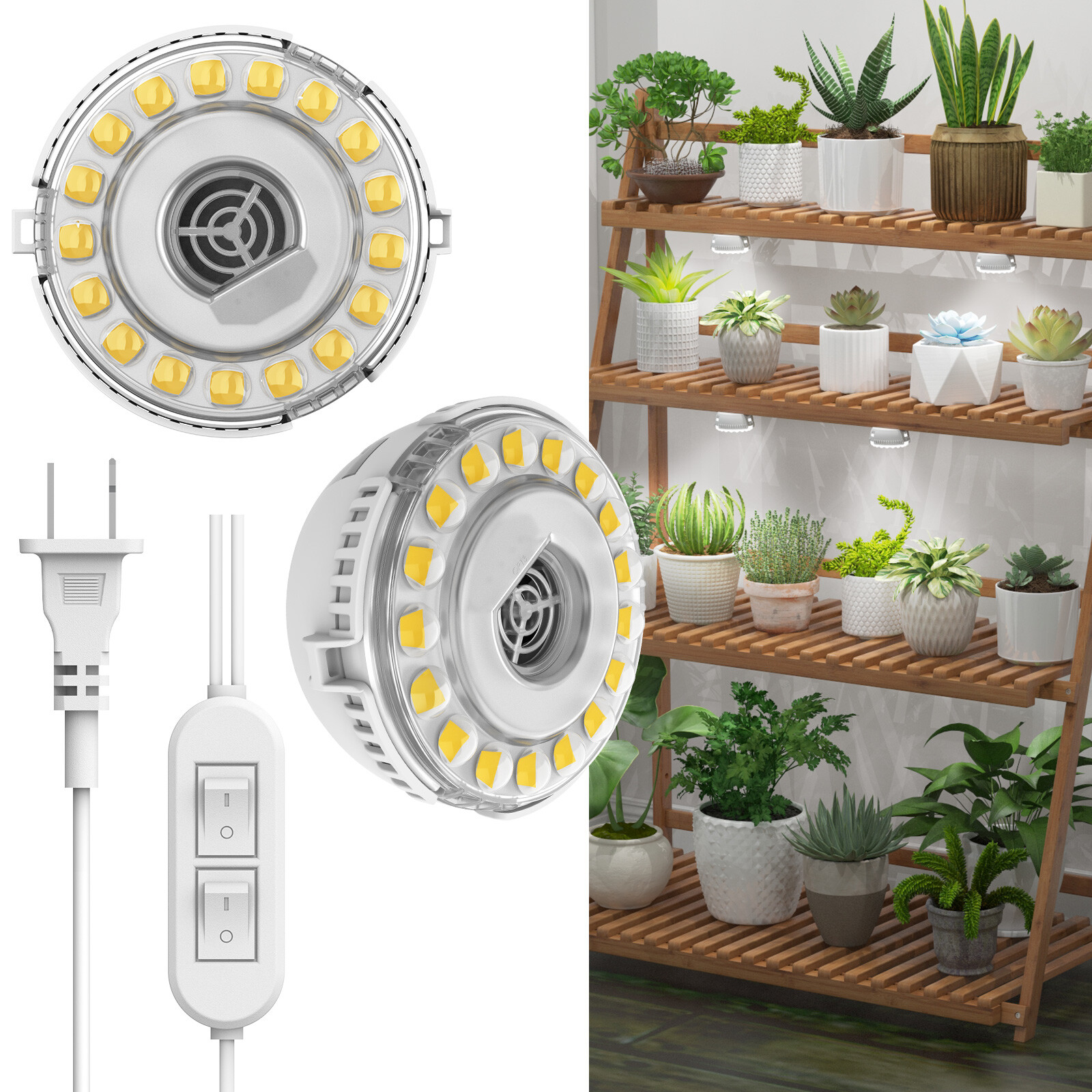 SANSI Puck Grow Lights 10W=150W Full Spectrum Sunlike Indoor Plant Growing Lamp