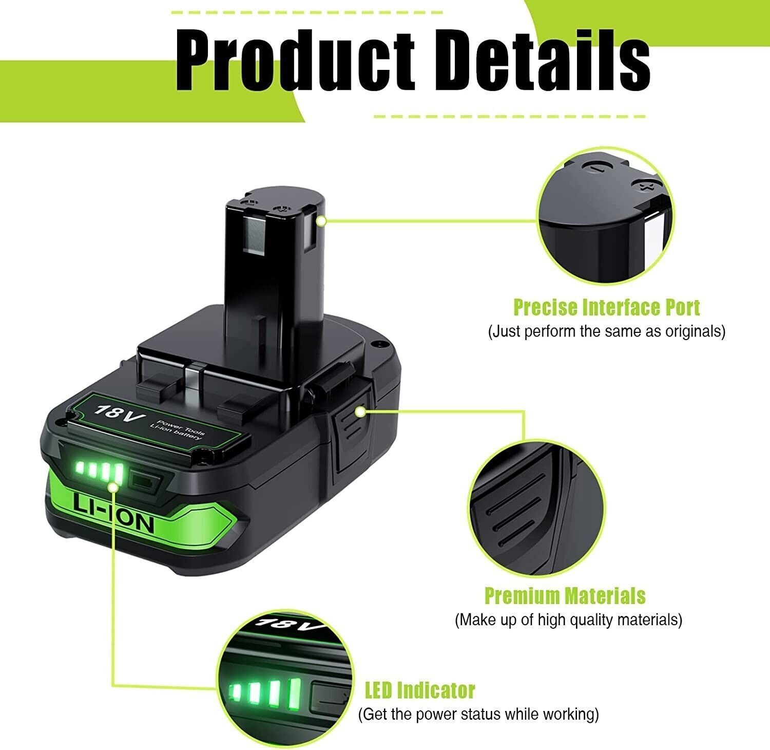 2Pack 18Volt P102 Replace for Ryobi 18V Batteries and Charger Combo for 18 Volt