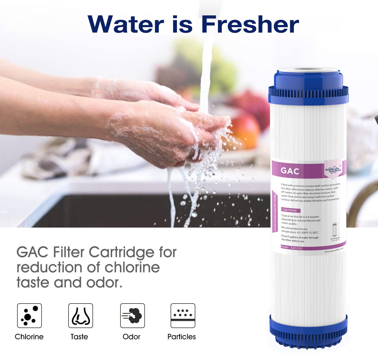 2-10 Pack 10″x2.5″ Granular Activated Carbon Water Filter GAC Replacement RO