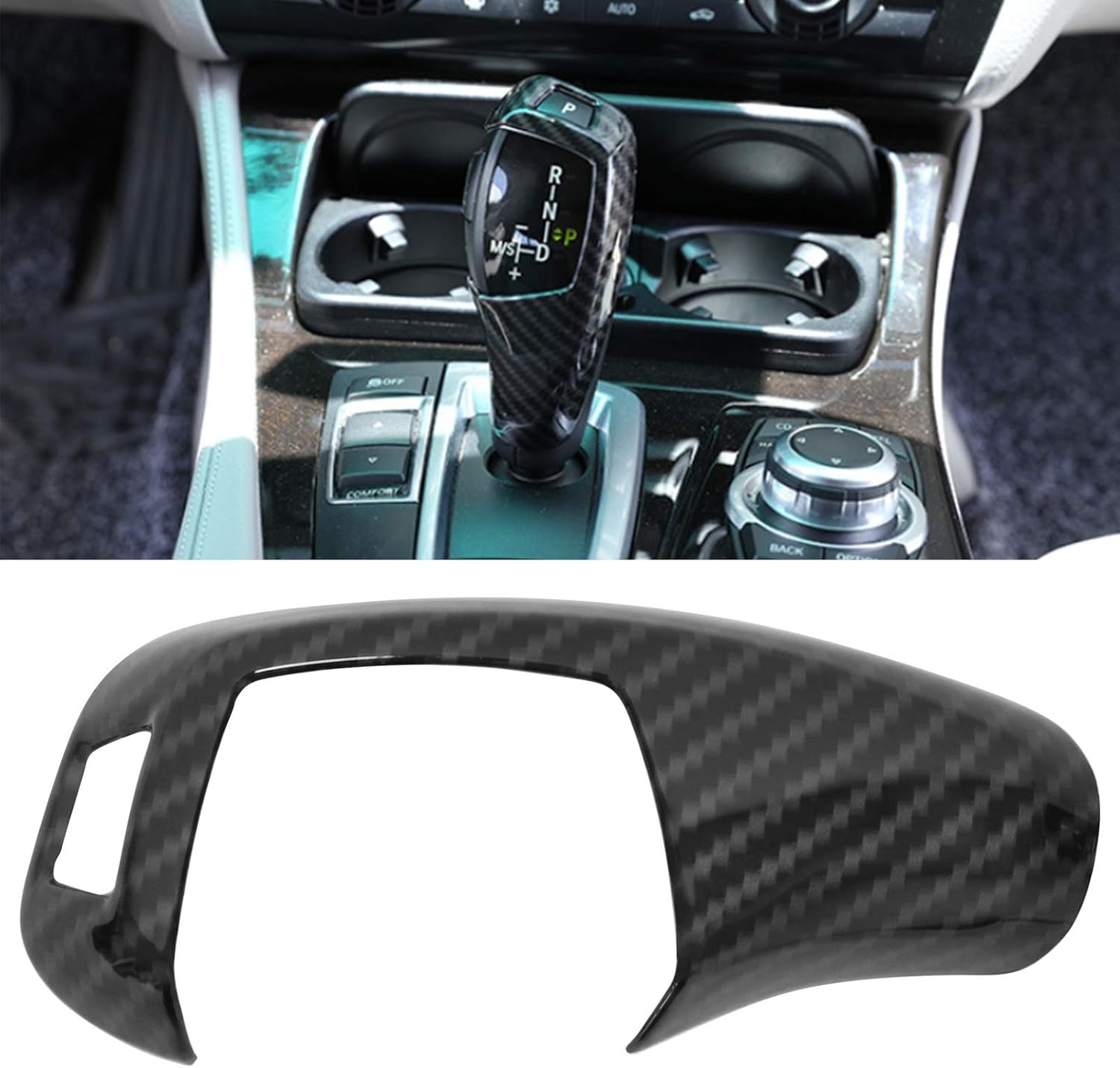 Carbon Fiber Pattern Gear Shift Knob Cover Trim for F01 F20 F22 F25 F26 F30 F31