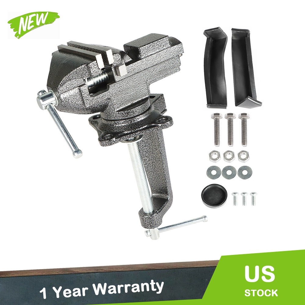 New 3.3in Bench Vise with Swivel Base Quick Adjustment Home Universal