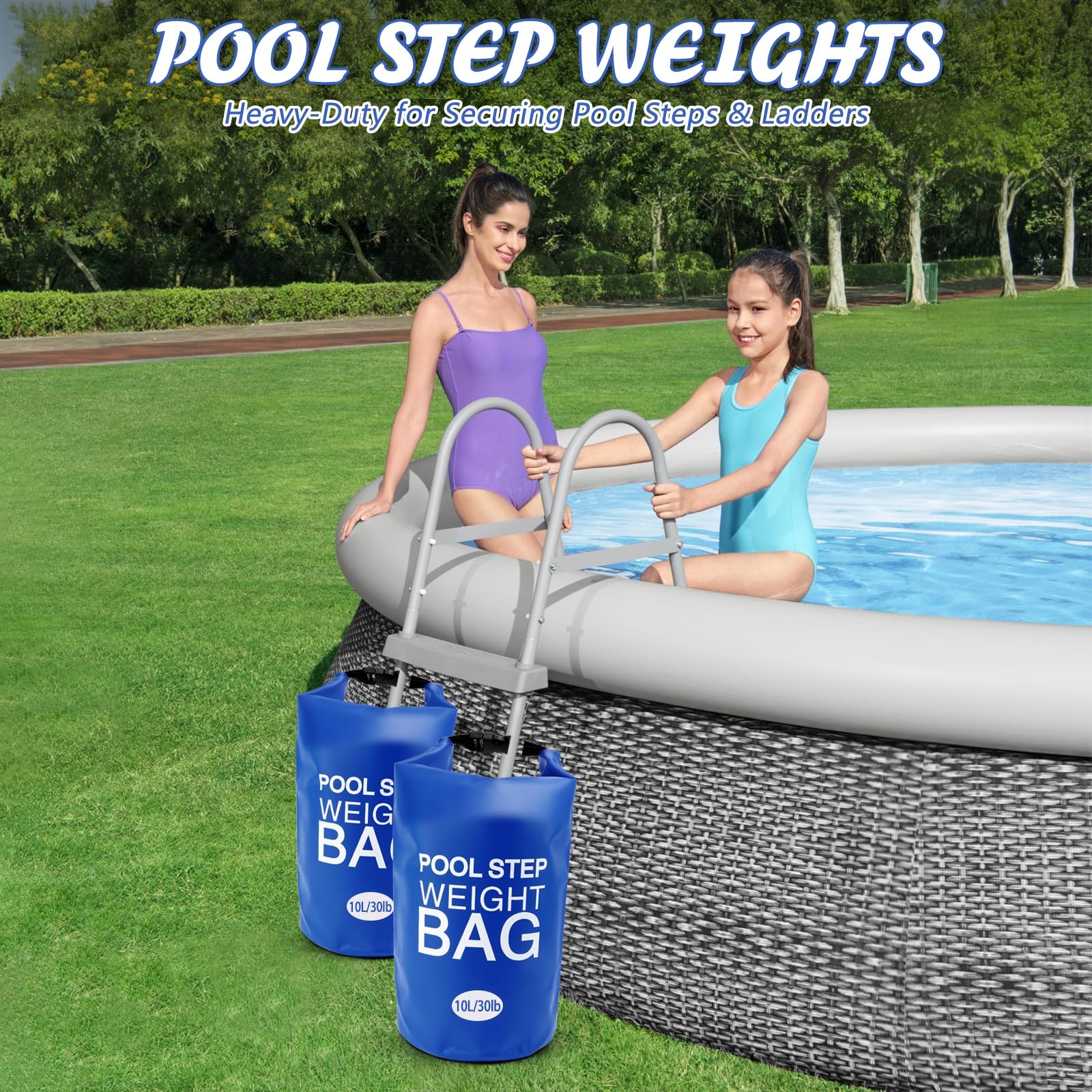 2 Pack 10L/30lb Universal Pool Step Weights 500D PVC Waterproof Swimming Pool…