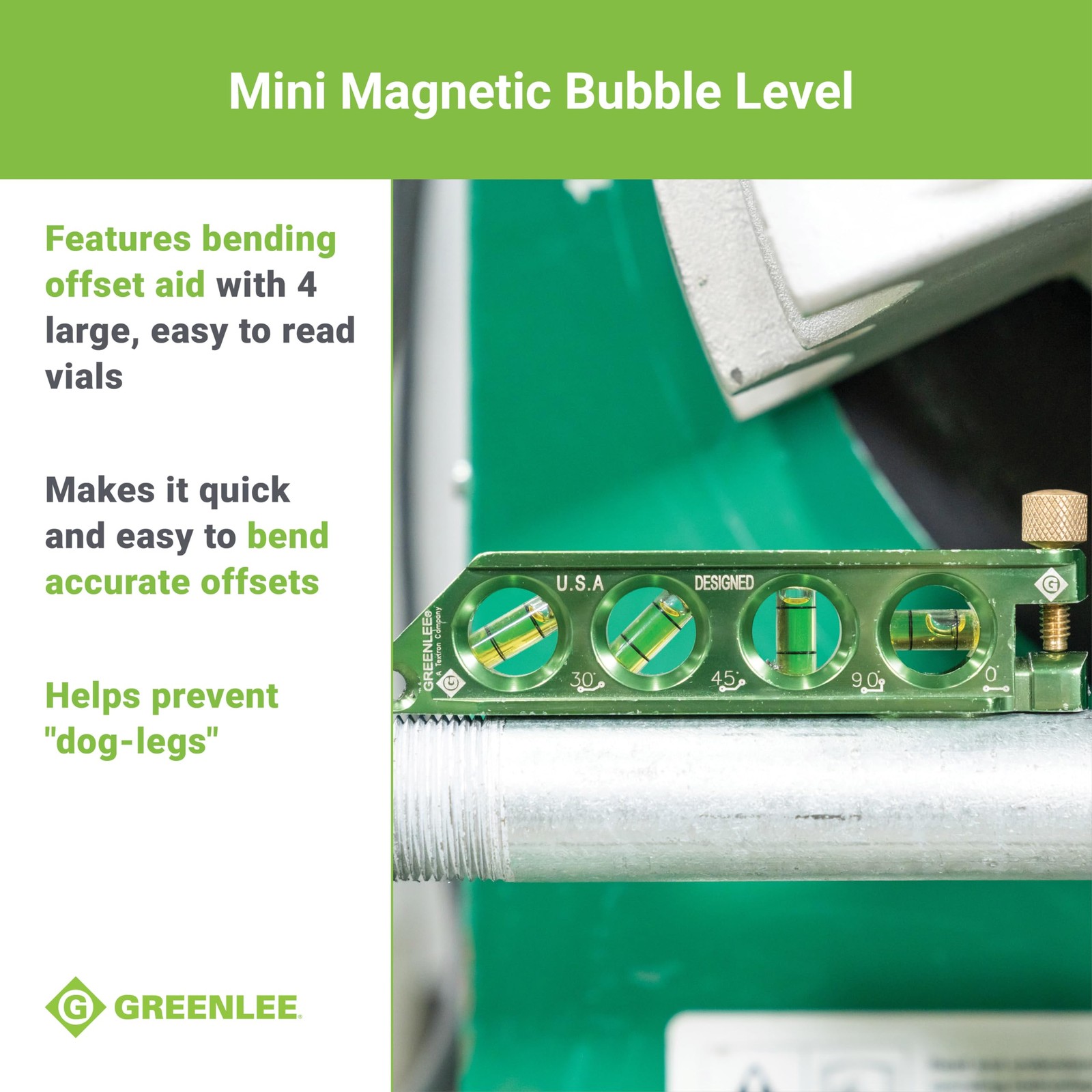 Greenlee L77 Mini Magnetic Bubble Level with Conduit not_applicable, Clear