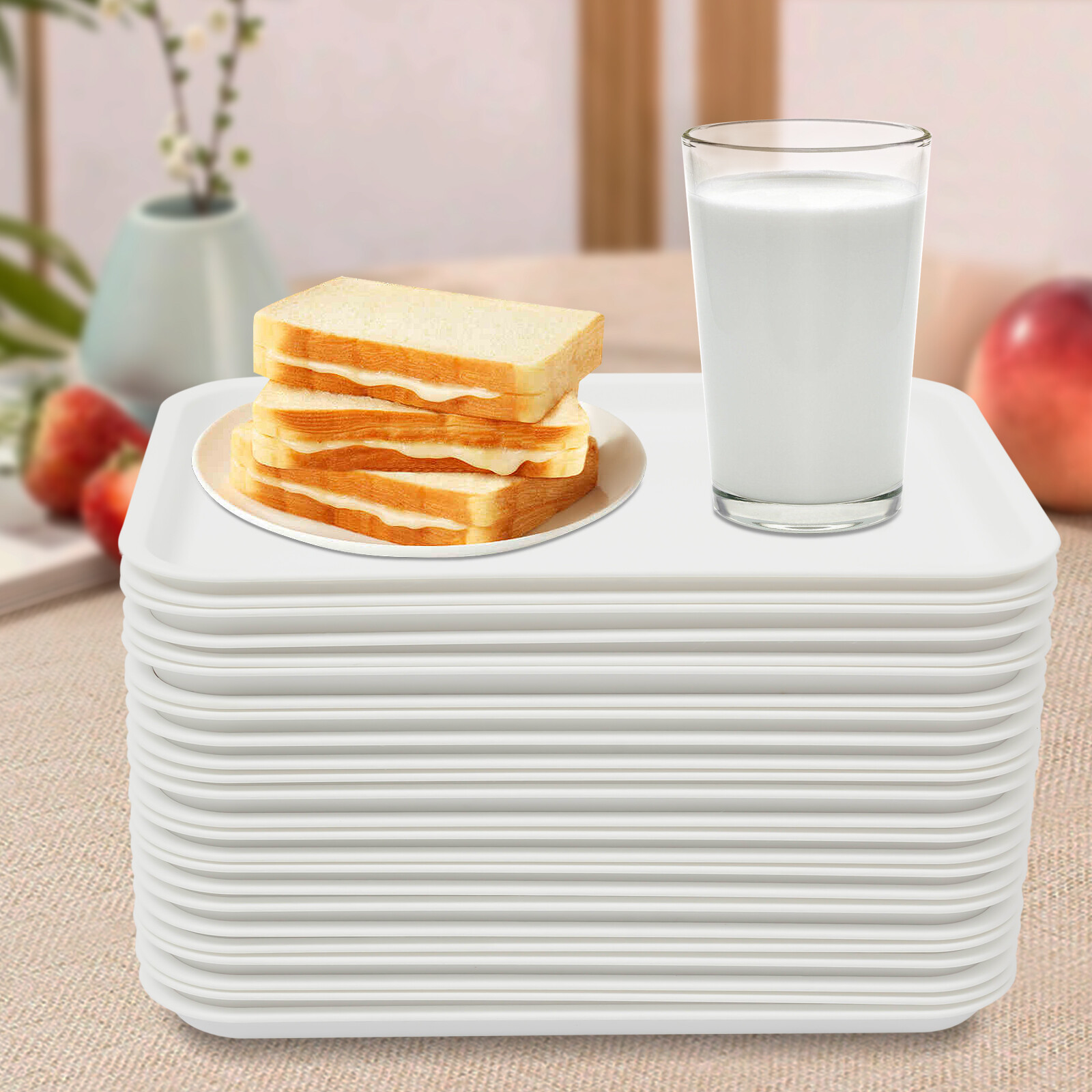 13.39*9.45 in Fast Food Tray, Reusable Multi-Purpose Serving Tray White