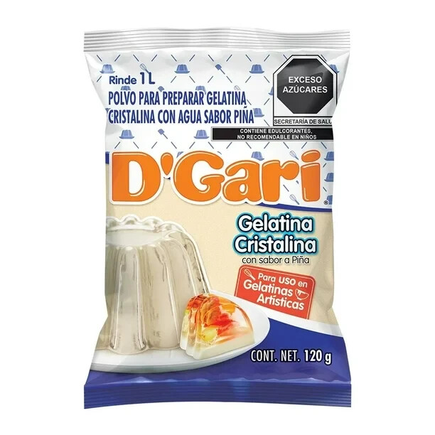 D’Gari~Water Gelatin Powder CLEAR Pineapple flavor~Gelatina Mexicana~Get 10/120g