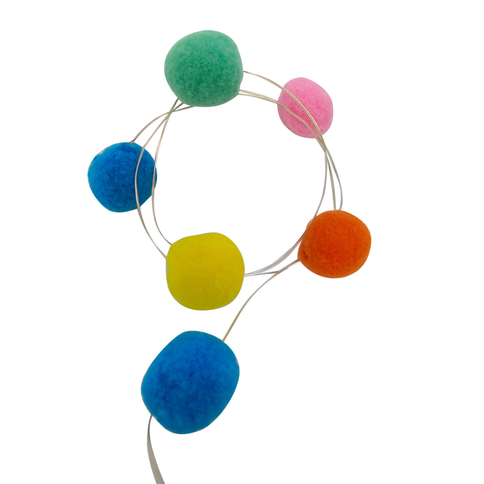 1 pk Easter pompom LED string lights 6.3 ft 20 lights battery Indoor use only