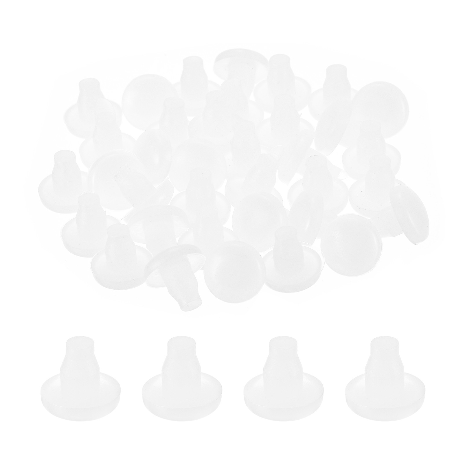 56Pcs 7mm/0.28″ Glass Table Top Bumpers with Stem Fits 1/4Inch Hole, White