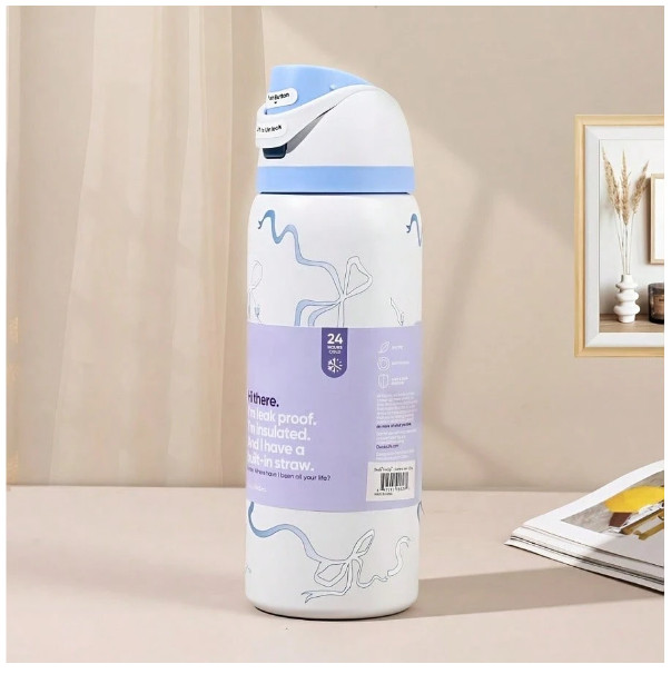 Owala 32oz Water Bottle Tied And True Blue Bows Limited Edition FreeSip