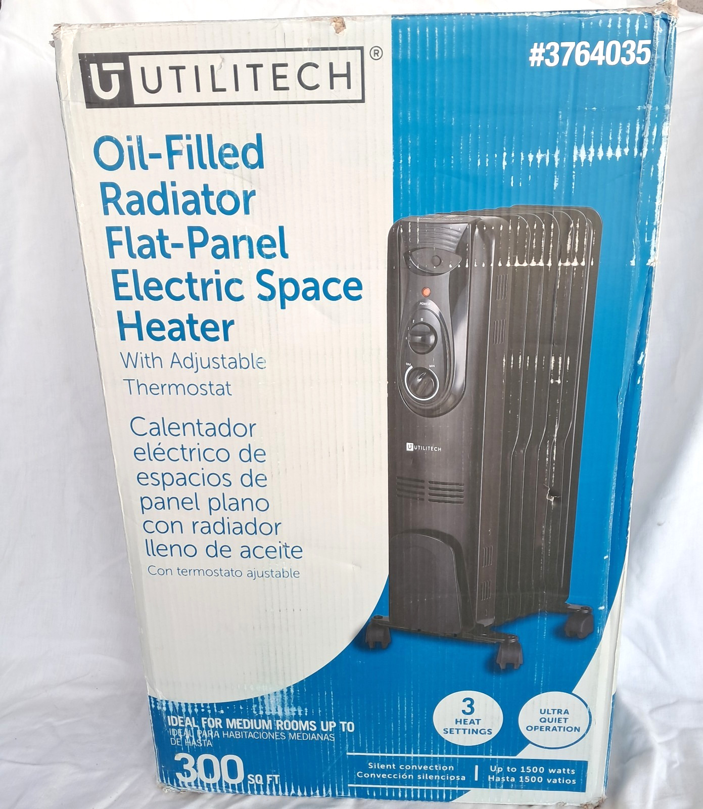 Utilitech Oil Filled Radiator Flat Panel Electric Space Heater 3764035 300 Sq Ft