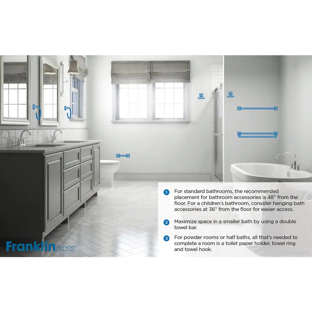 Replacement Durable Bath Towel Bar 24 Inch White Color Bathroom Decor Renovation