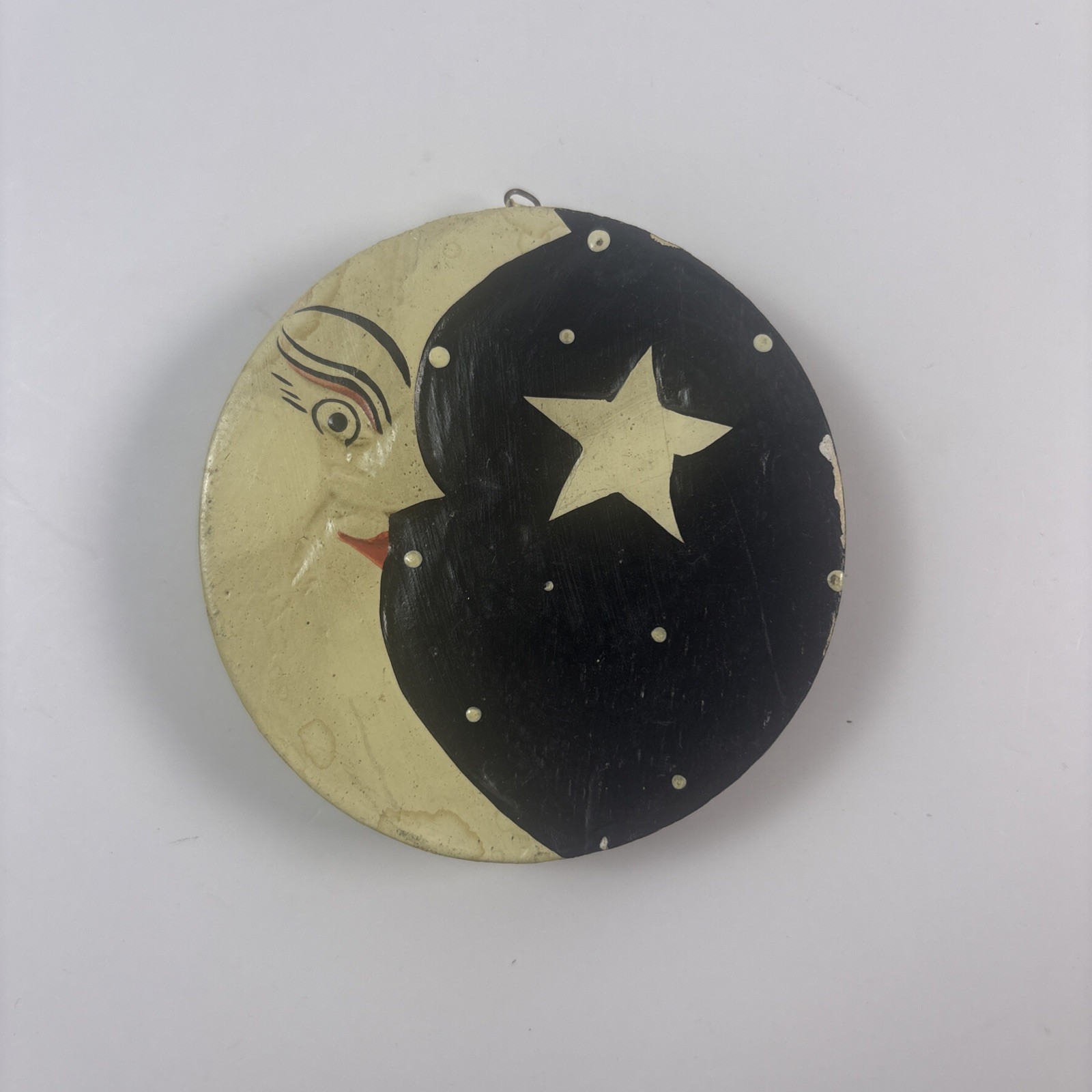 Celestial Sun & Moon Eclipse double sided wall hanging Piece painted 3”