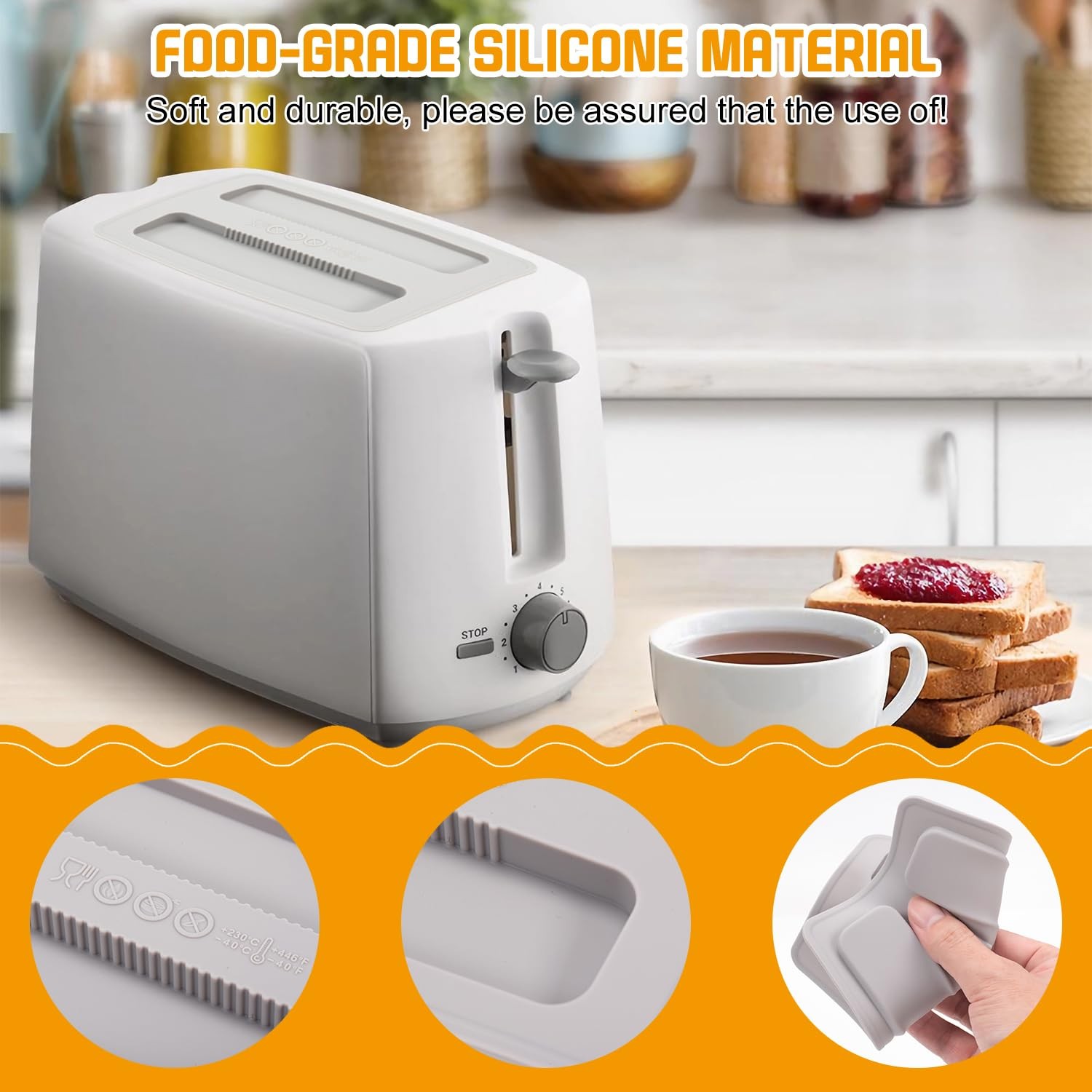 Toaster Cover 2 Slice, 2 Pack Covers, 6.22×4.09in 4.09×6.22in, Gray