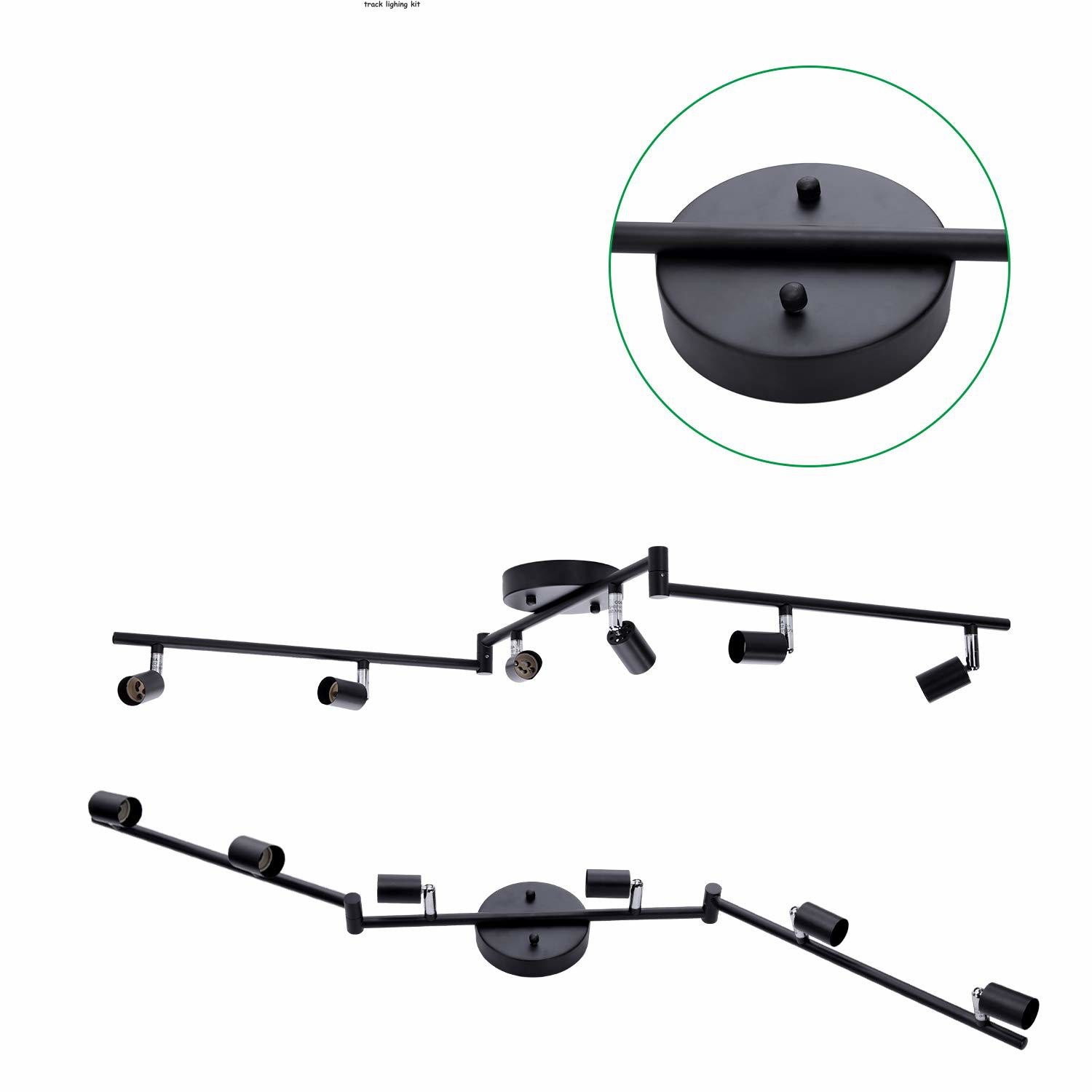 6-Light Adjustable Ceiling Track Lighting Kit, Flexible Foldable Arms,Matt Black